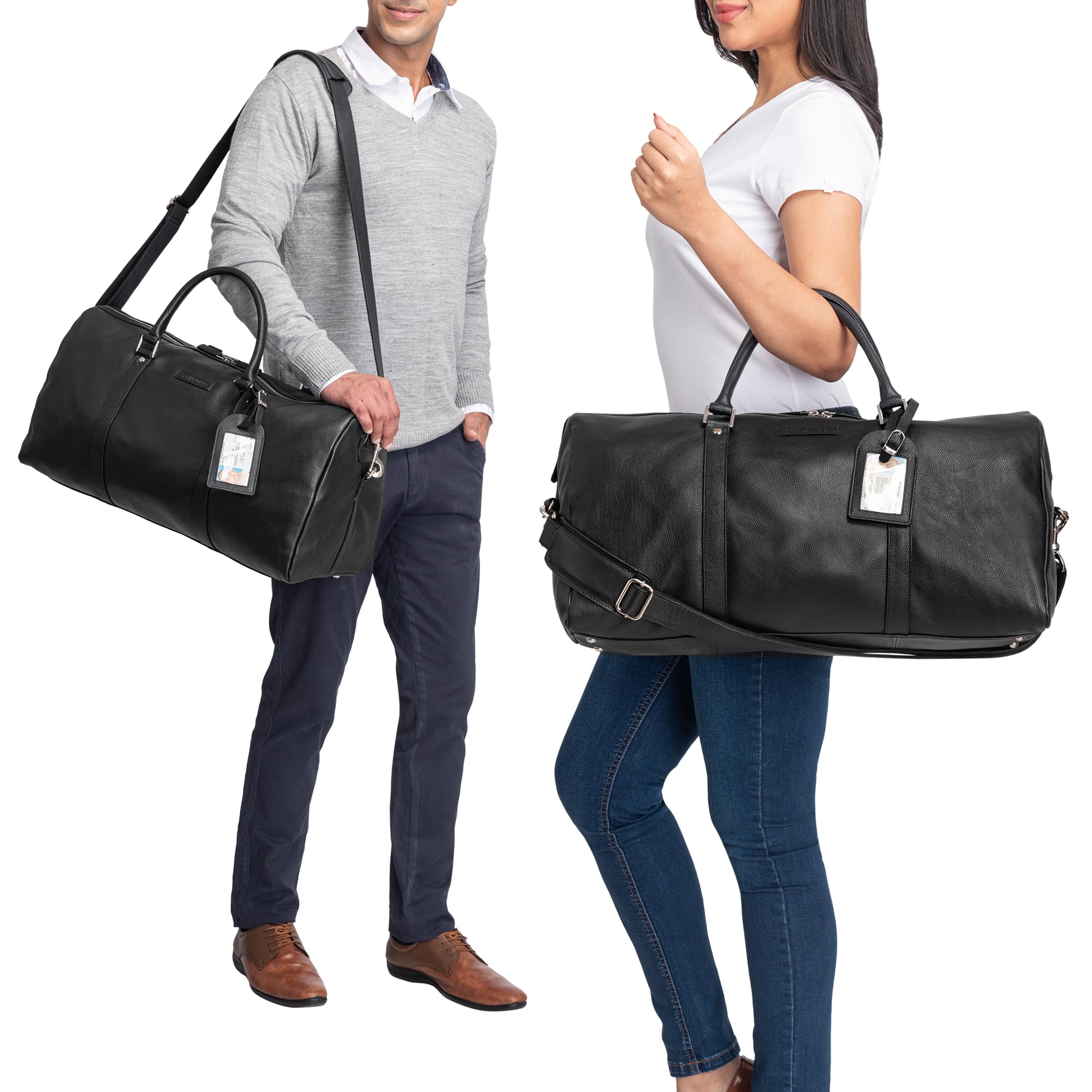STILORD Herkules Premium Leder-Reisetasche für Herren & Damen Weekender Echtleder - Wochenendtasche zum Umhängen Reise Duffel Bag Handgepäck Flugzeug wasserdicht groß Farbe:schwarz