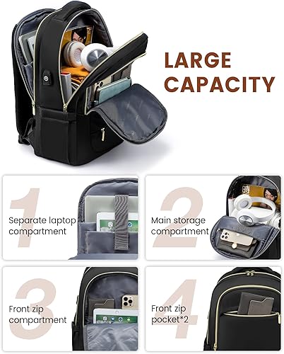 Miniatura 4 de LOVEVOOK Mochila para laptop para mujer, bolsa delgada de 15.6 pulgadas con compartimento separado para computadora para la escuela, viajes y