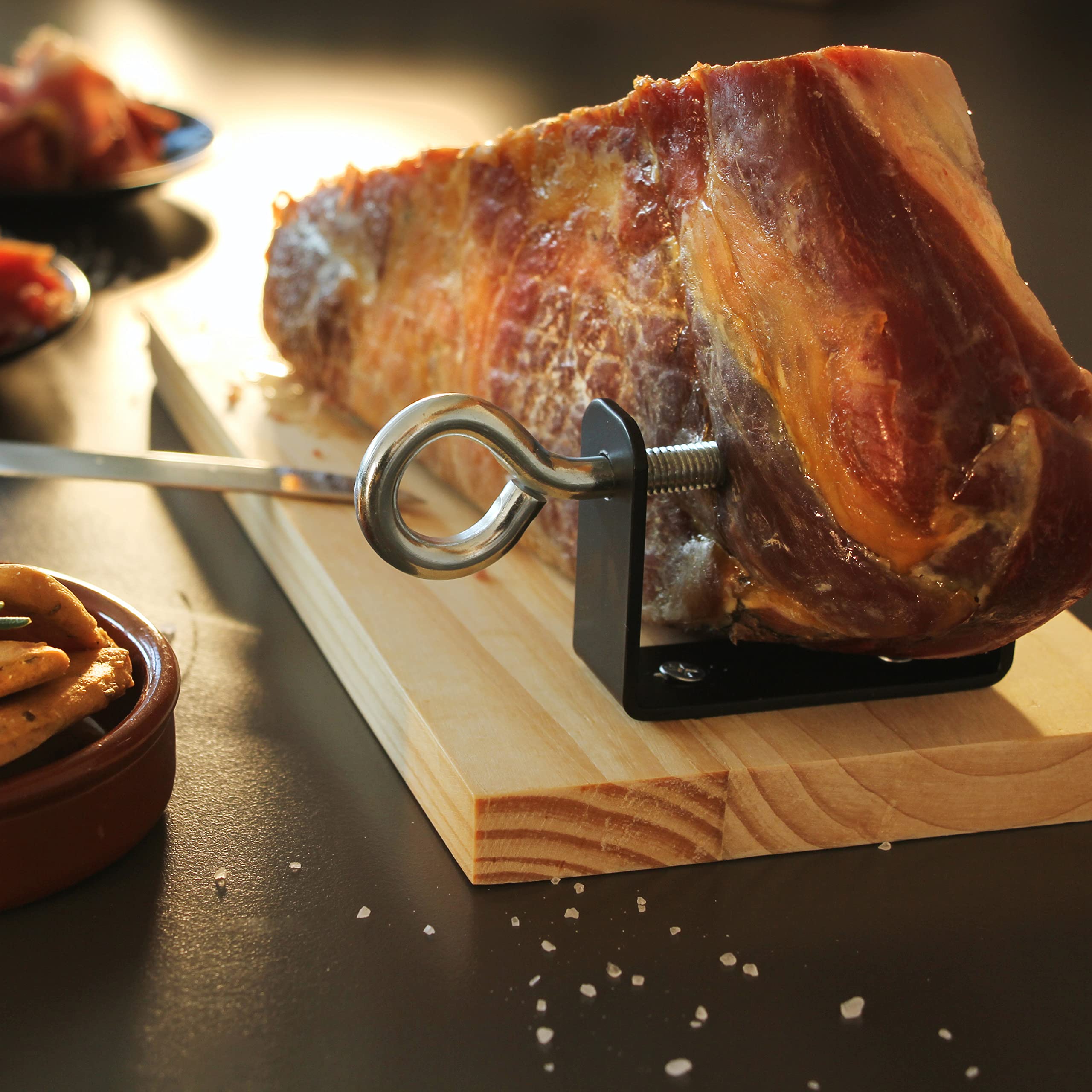 Jamon Serrano Mini im Geschenkkarton mit Holzständer und Schinkenmesser