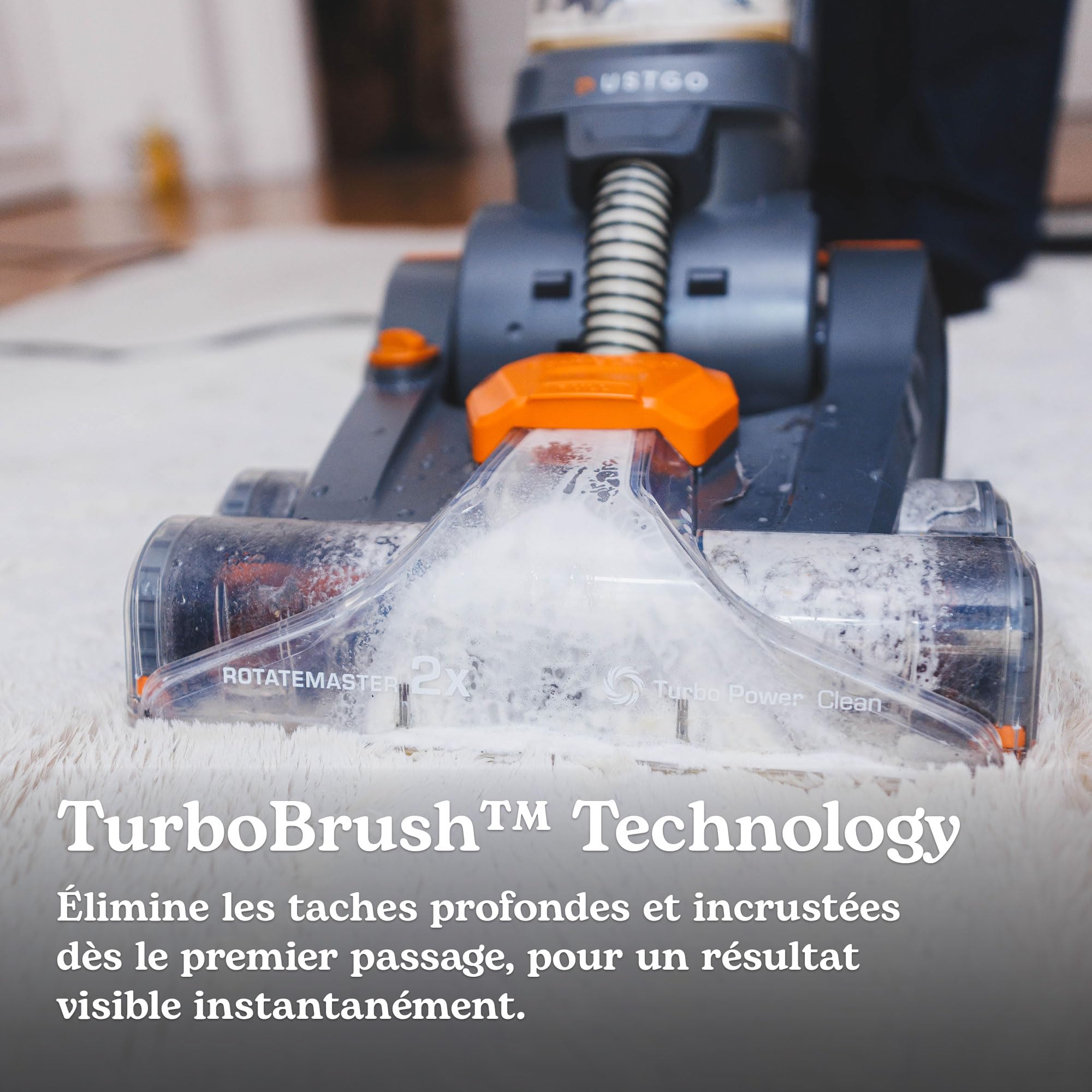 DUSTGO Dustgo Max, Shampouineuse Alfombra/Moquetas, Sofá & Colchón – 800 W, doble depósito 2,6 L/1,3 L, cepillo Turbo giratorio, manguera flexible, cable 7,2 m – Detergente offert.