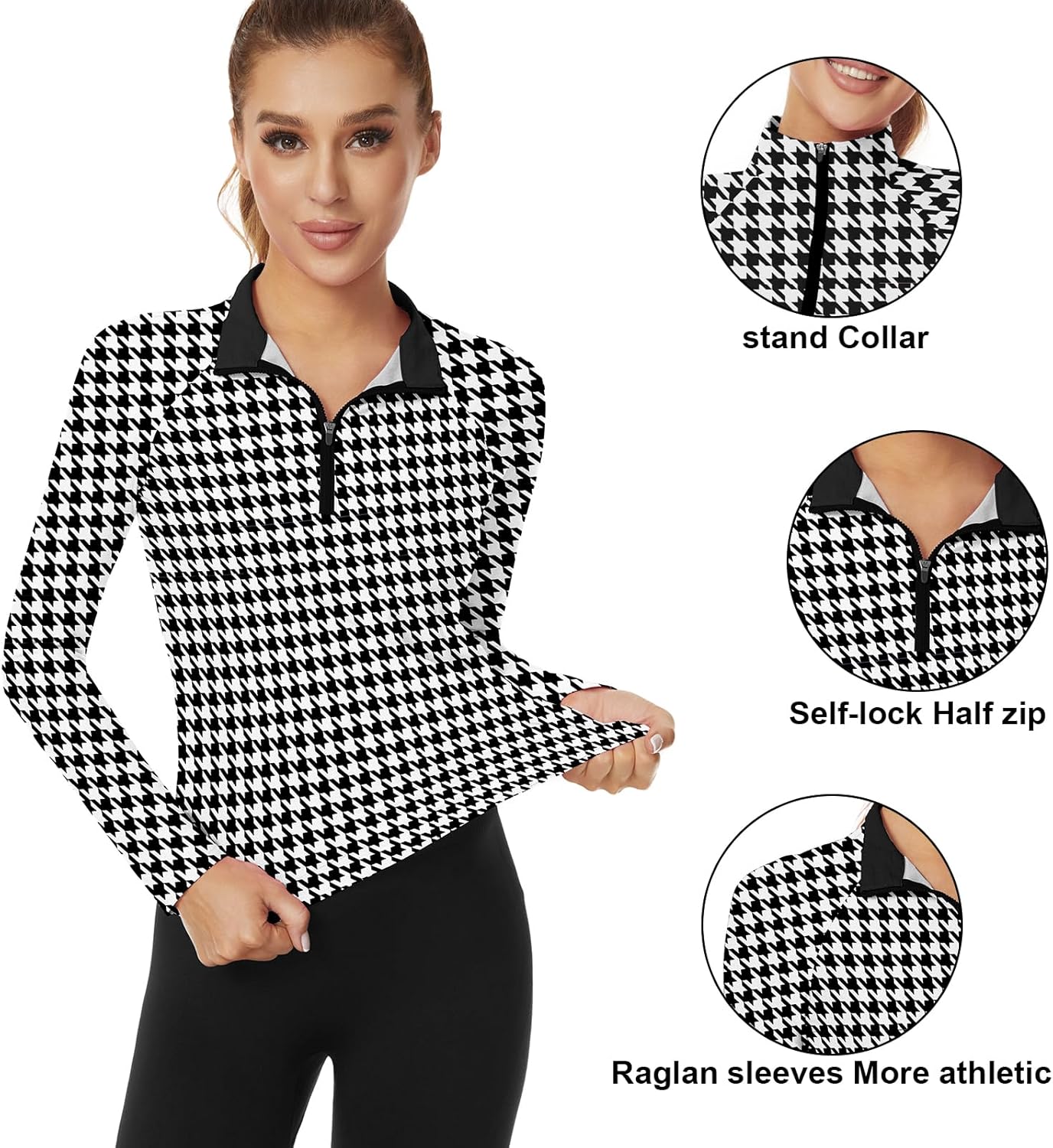 Soneven Women's Quarter Zip Polo Collared Golf Shirt Moisture Wicking Shirts Slim Fit for Casual Work - Image 2