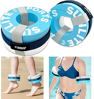 Sunlite Sports Water Weights Pool Exercise Dumbbells, Water Aerobic Equipment, High-Density EVA-Foam Dumbbell with Handle Strip, Aqua Therapy, Pool Fitness, Water Exercise, Set of 2