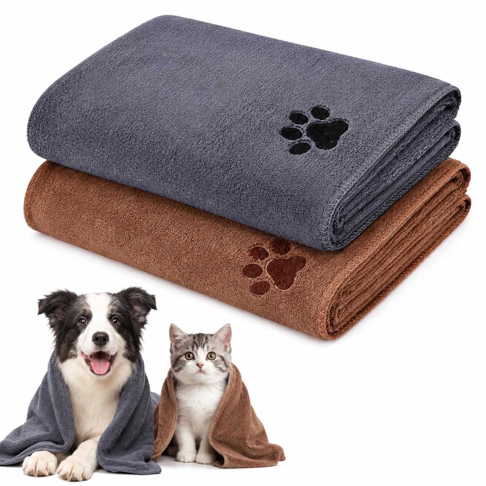 2 Pack Dog Towels, Microfiber Large 50x100cm Super Absorbent Quick Drying