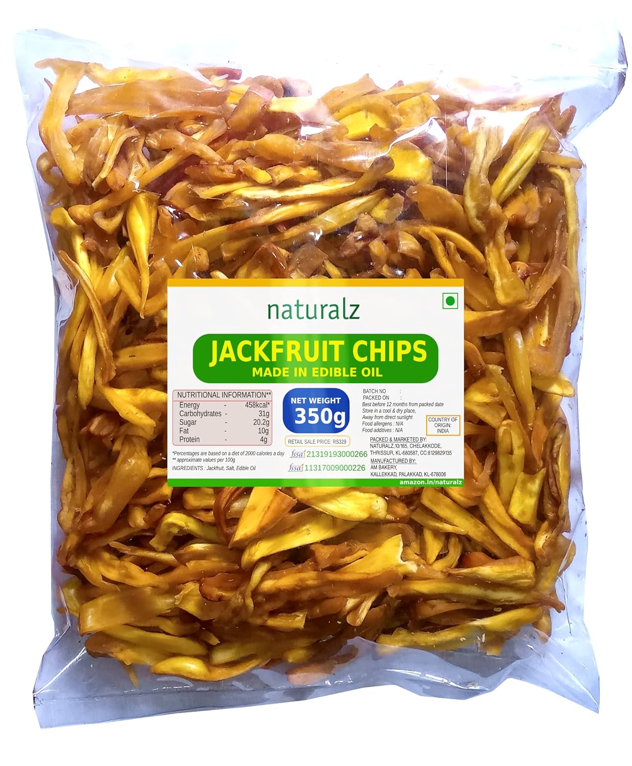 Naturalz Kerala Jackfruit Chips Made in Edible Oil 350g Amazon.in