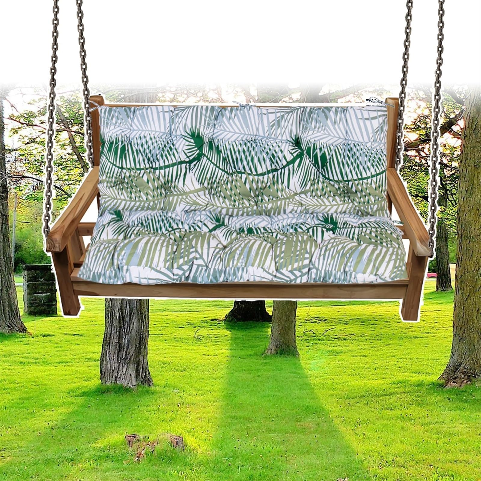 DLLDLGG Swing Replacement Seat Cushions, 2-3 Seater for 4'' Thick Garden Patio Furniture Porch Swing Cushion, with Ties for Outdoor Furnitur with Backrest
