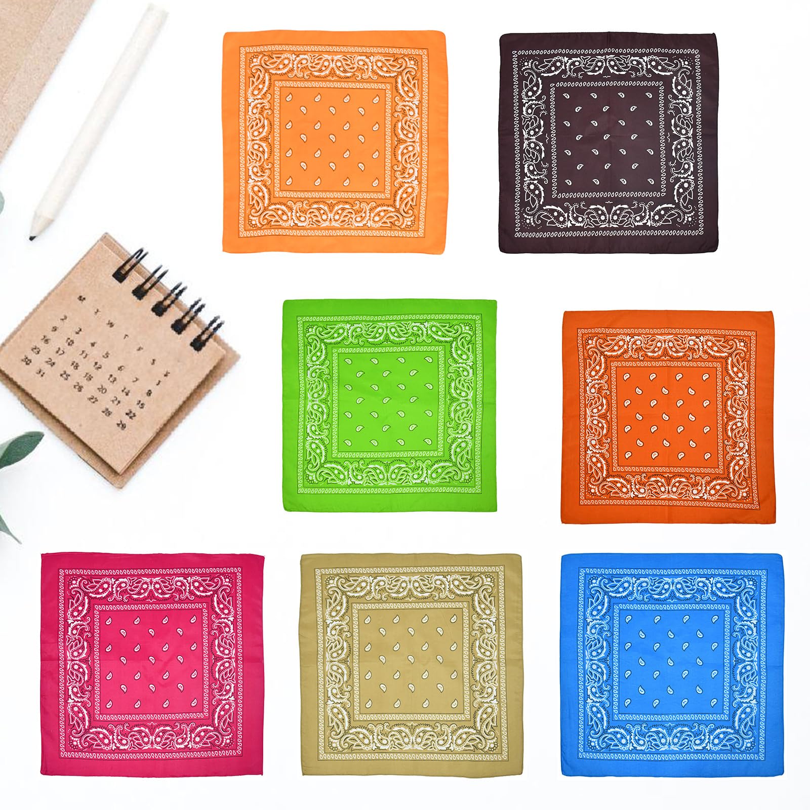 Pañuelo para la cabeza con estampado clásico para fiestas, pañuelo cuadrado casual para baile callejero, bandana para actividades al aire libre, 12 unidades