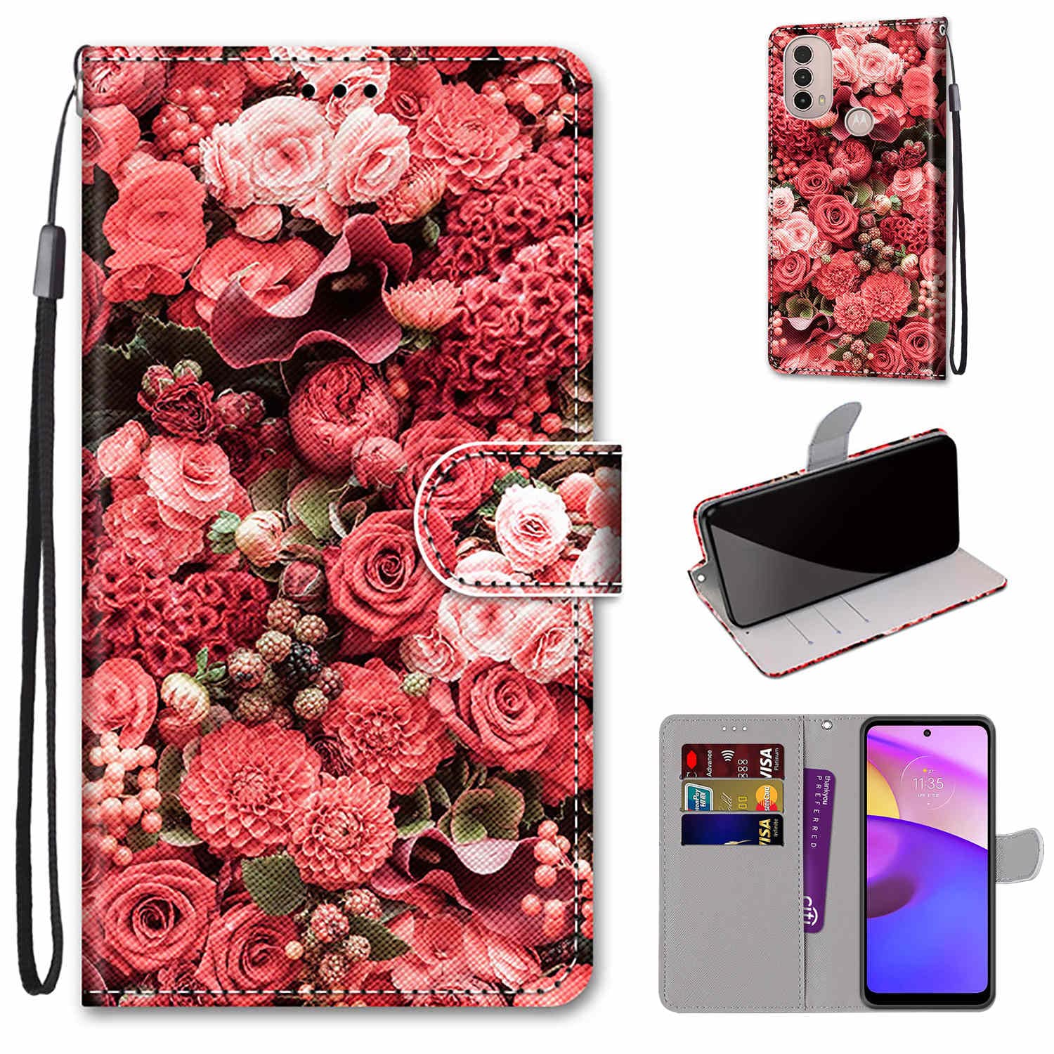 Custodia In Pelle Glitterata Per Motorola Moto G62 E20 E30 E40 G Pure G22 G31 G 5G Fashion Girls Student Portafoglio Per Cellulare Flip Cover - Foto 5