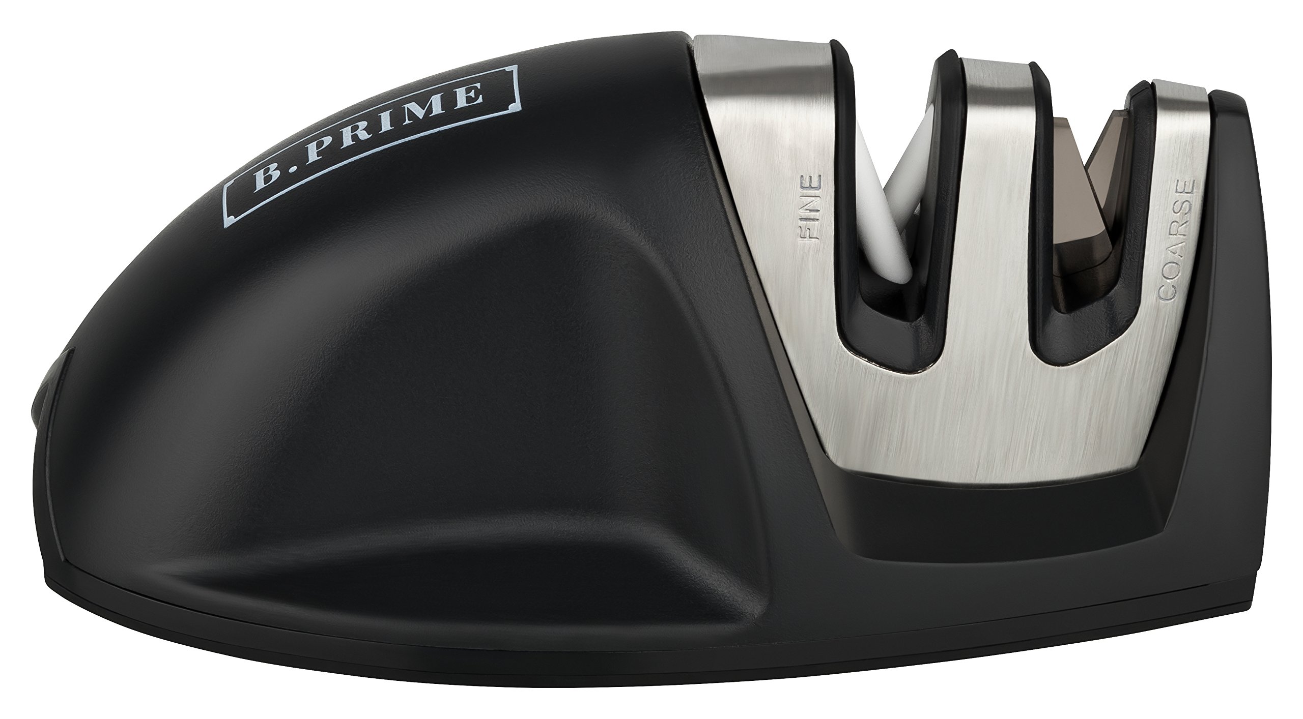 B.PRIME Affilacoltelli Professionale Mouse Black - Kit Affilatura - Affilatrice Portatile - Set Affila Coltello con Lama in Ceramica o Acciaio - Arrota Coltelli da Cucina - Arrotino per Affilare