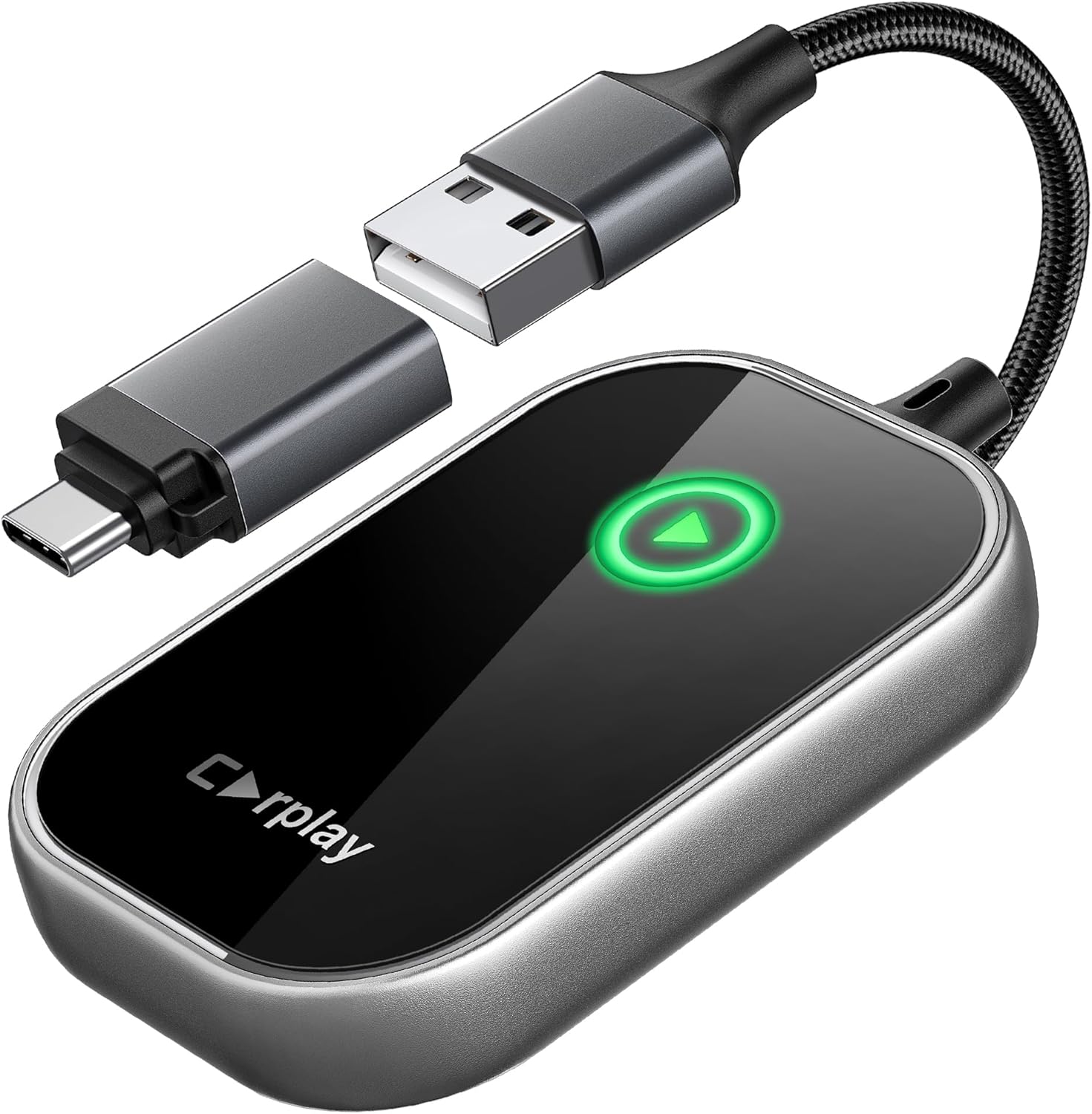 (2024 Upgrade) Wireless CarPlay Adapter, Converts Wired to Wireless CarPlay Dongle for Apple iPhone, Plug & Play Auto Connect Zero Latency fits for Cars from 2015 & iOS 10+ Gray