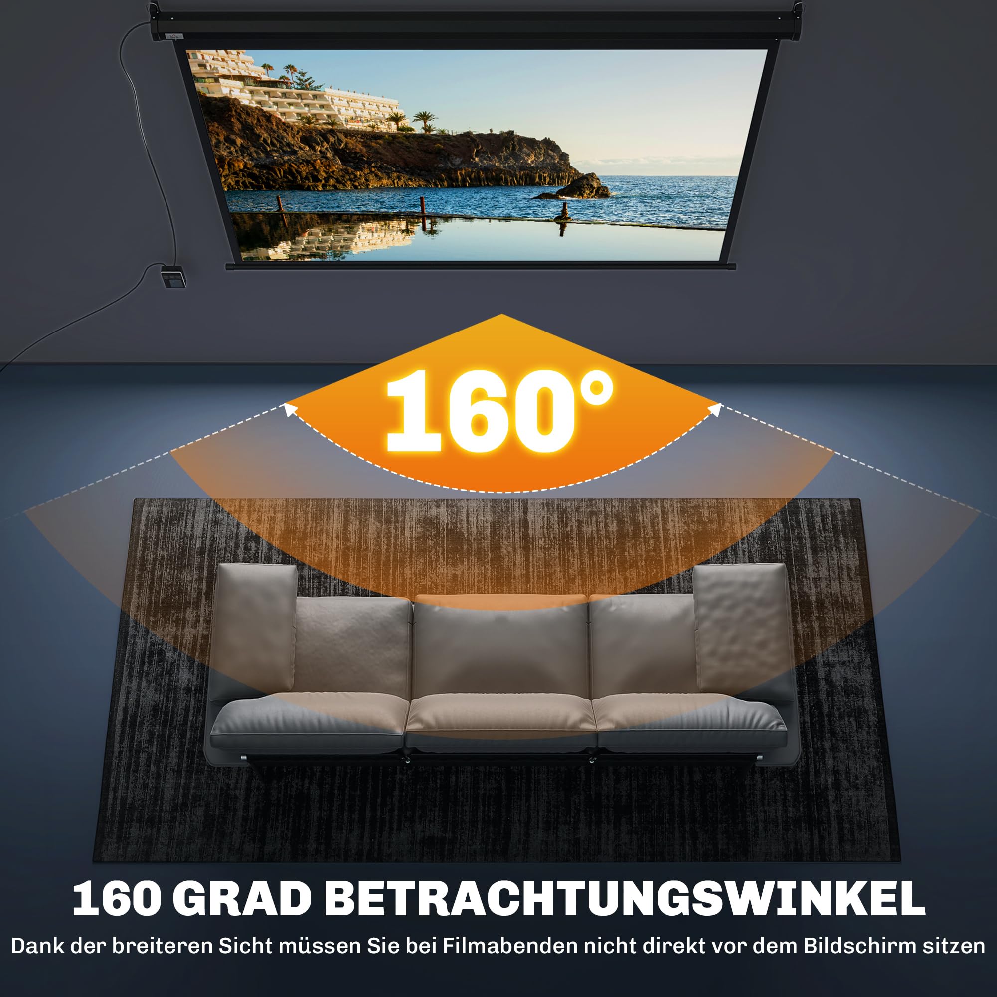 HOMCOM Beamer Leinwand 84" 171 x 130cm 4:3 HD 4K mit Fernbedienung Schwarz | Elektrische Projektionsleinwand, mit Fernbedienung, Motor Leinwand, für Heimkino oder Präsentationen