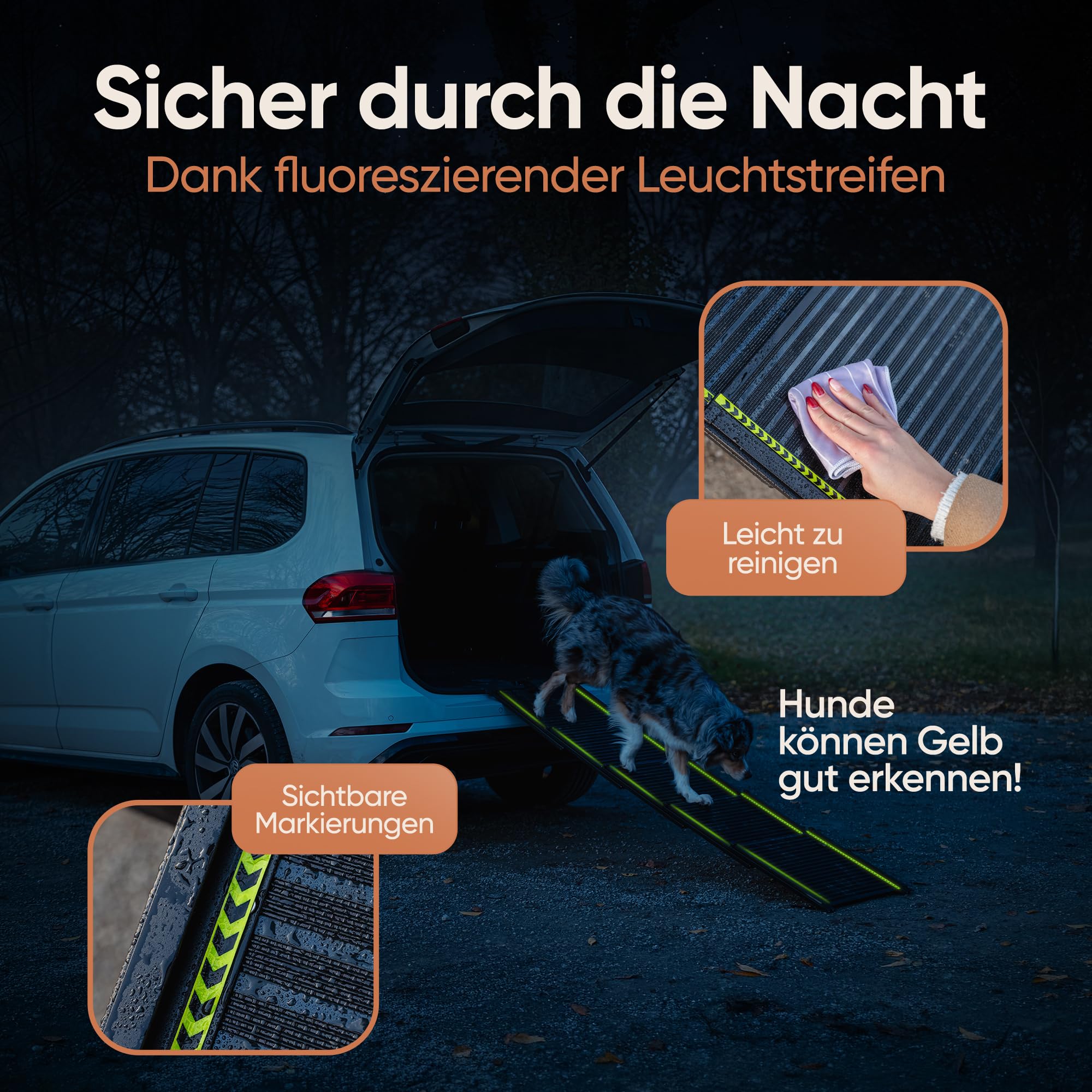 Hundetreppe Auto [rutschfestes Gummi] Hunderampe Auto klappbar | Hundetreppe Große Hunde Dog Ramp Dog Stairs Hunde Rampe Auto klappbar [mit Transporttasche] Hundetreppe Rampe Hund NEU 2026