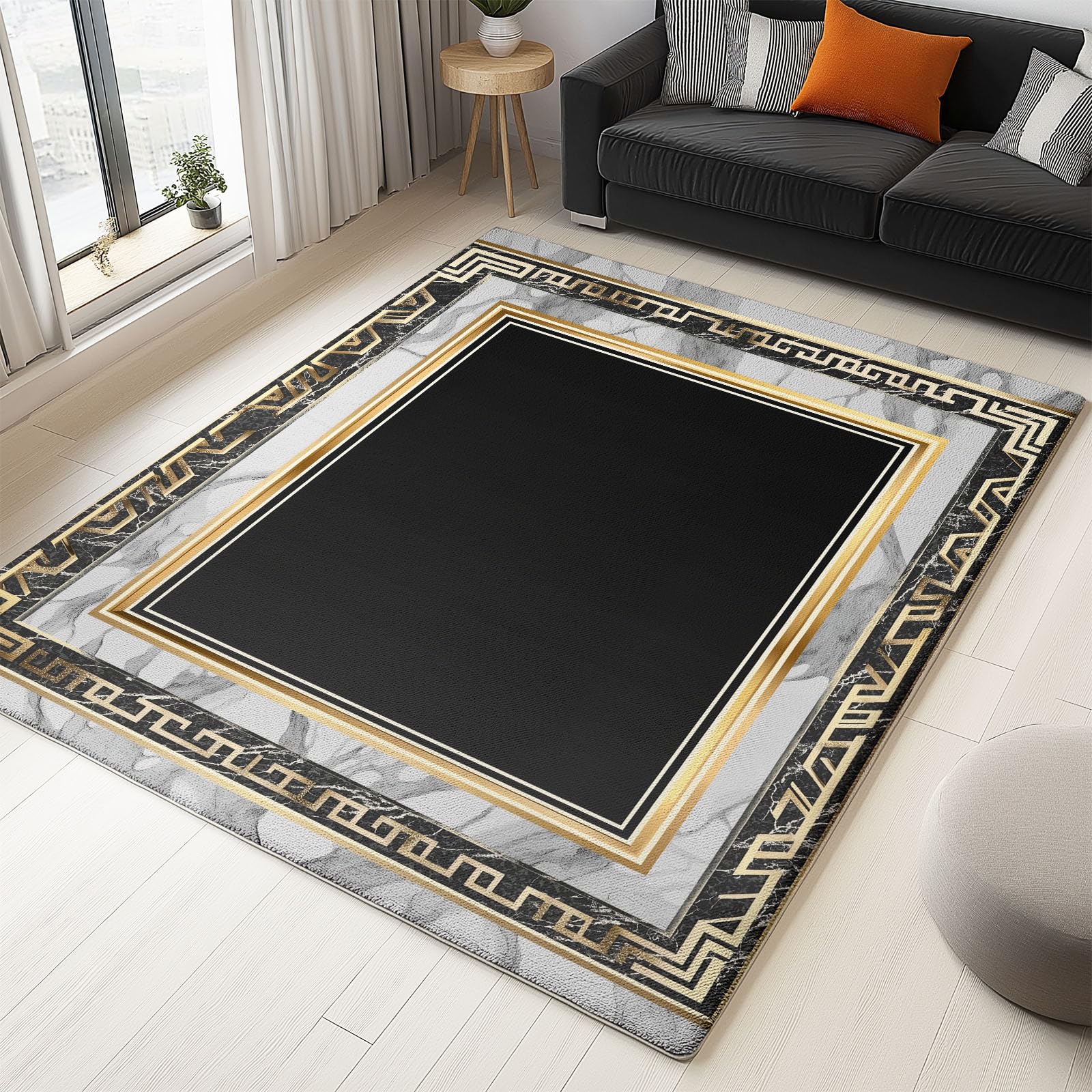 Tapis Salon 140 x 200 cm Luxe Minimaliste Doux Poils Courts