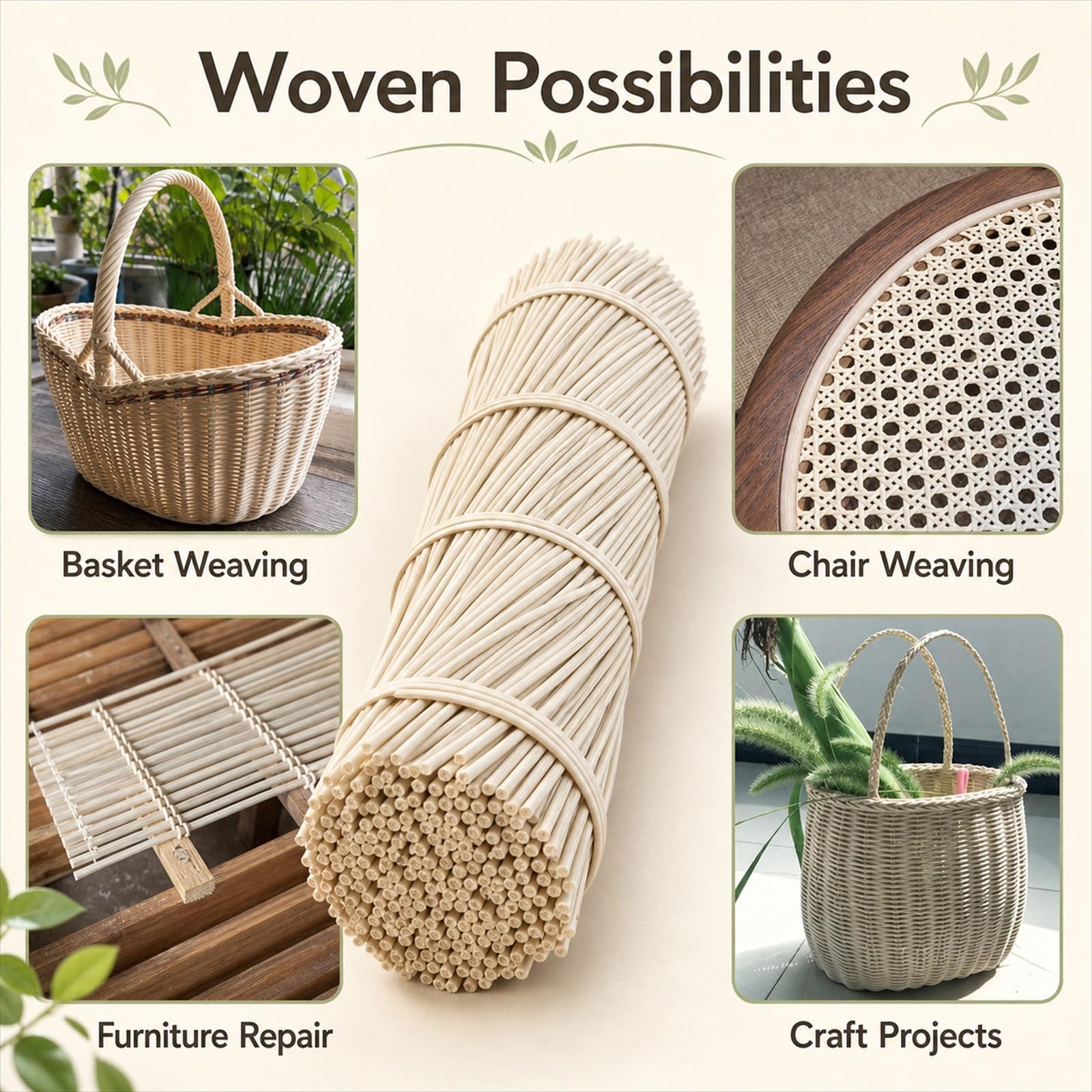 Midollo Di Rattans Naturale,Materiale Intrecciato Rotondo In Rattans