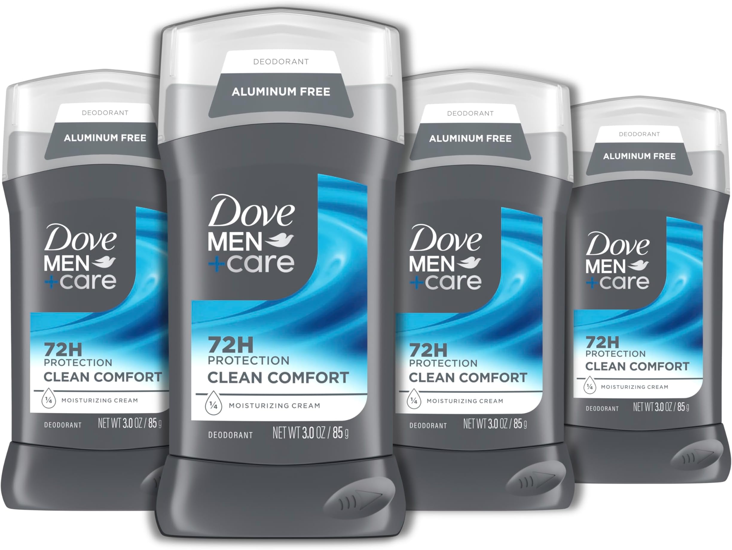 DOVE MEN + CARE Deodorant Stick for Men Clean Comfort 4 Count Aluminum Free 72-Hour Odor Protection Mens Deodorant with 1/4 Moisturizing Cream 3 oz (Pack of 4)