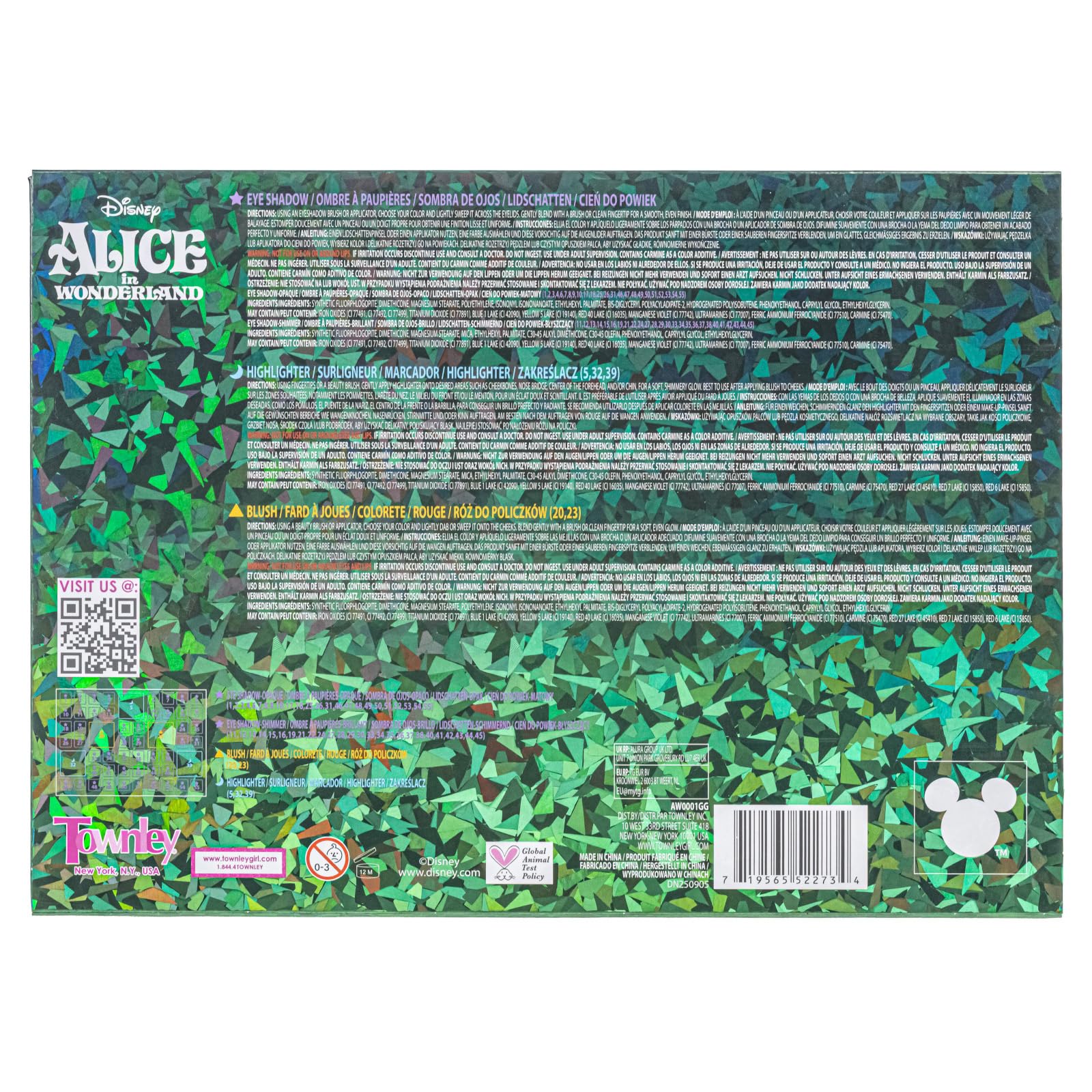 Alice in Wonderland Paleta Cieni 55 Kolorów z Lustrem