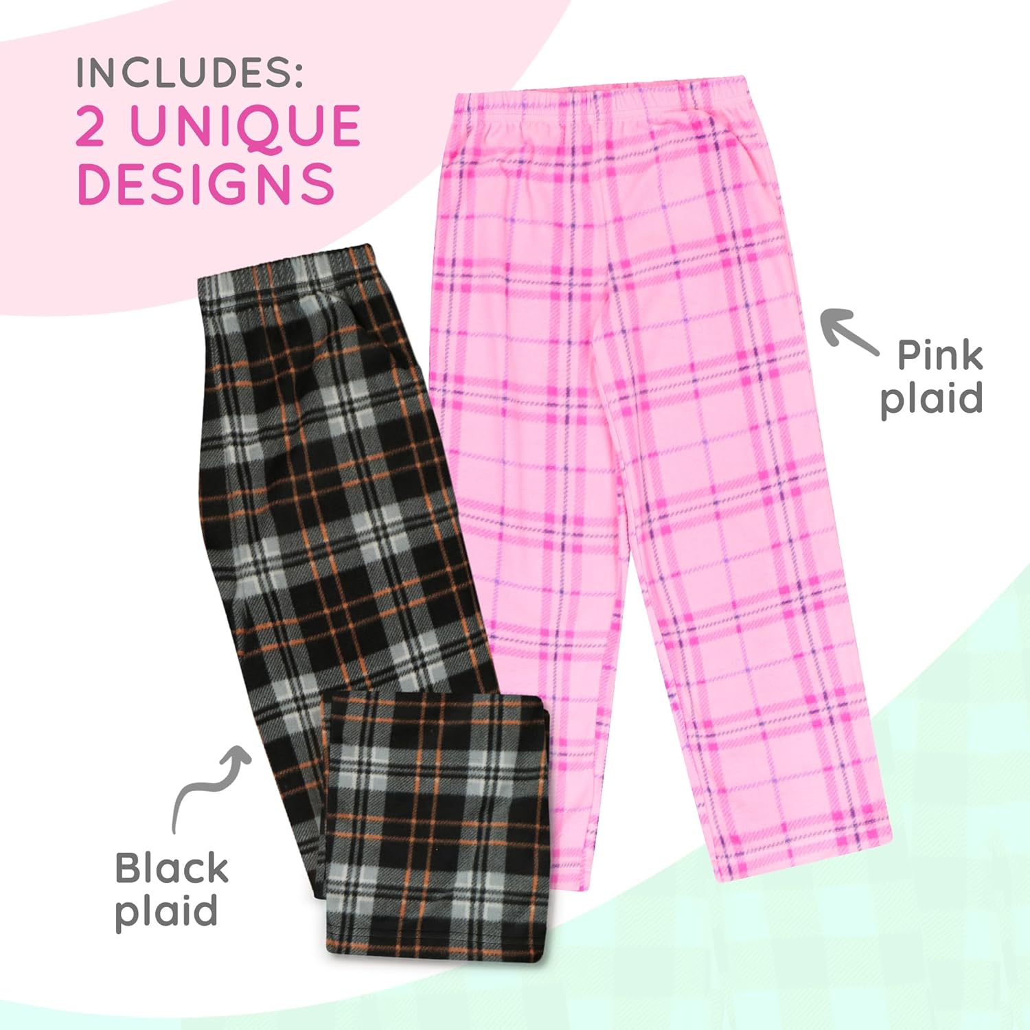Mad Dog Girl's Pajama Pants - 2/3 Pack, Soft Micro Fleece Fashion Sleepwear Lounge. Sizes: 6-16 - Image 3