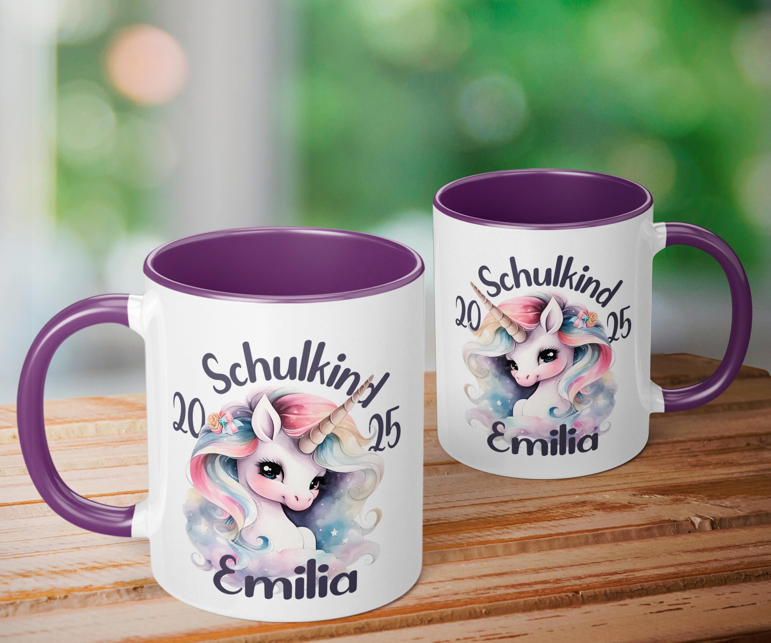 Personalisiert Einschulung Tasse Für Mädchen 2025 - Einhorn Motiv Mit Namen