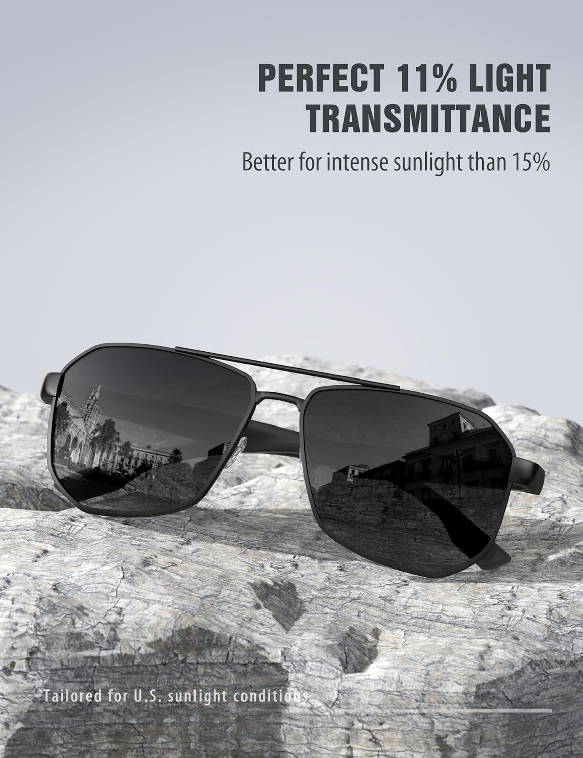 LUENX Aviator Sunglasses for Men Square Polarized Polygon Shades UV400 Sun Glasses with Accessories - Image 3