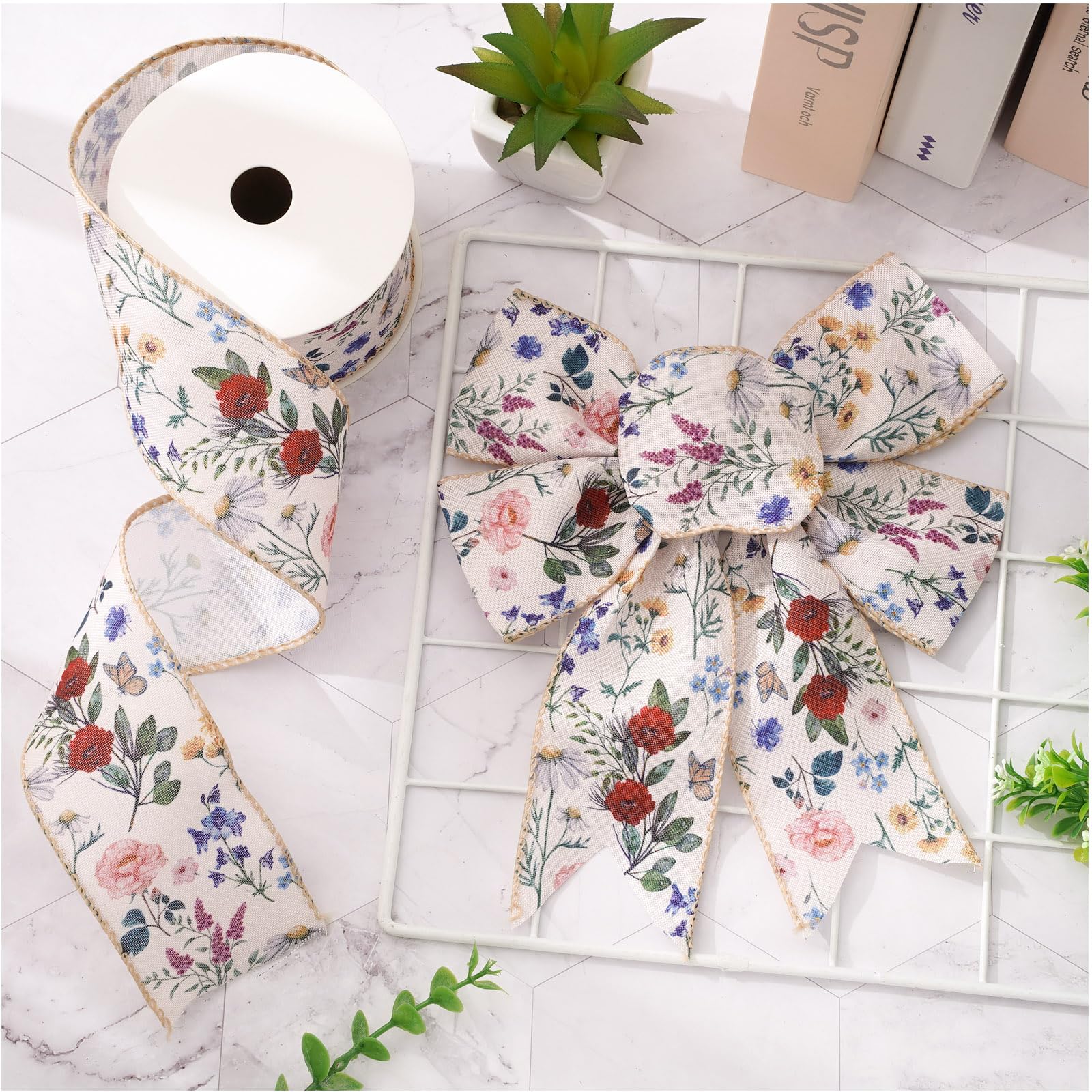 Amazon.com: JarThenaAMCS Vintage Floral Wired Ribbon 2.5