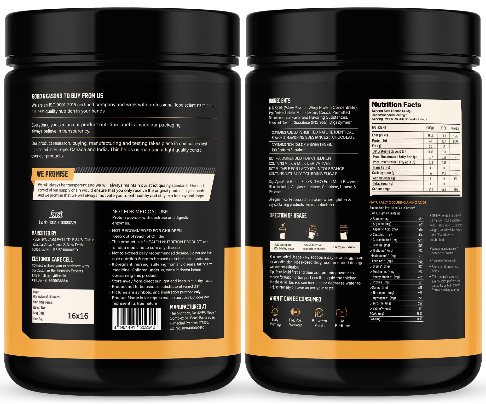 MyFitFuel Advance Beginner Whey Protein, 1Kg, Double Chocolate (Whey Protein Concentrate & Whey Protein Isolate) + Digestive Enzymes 2