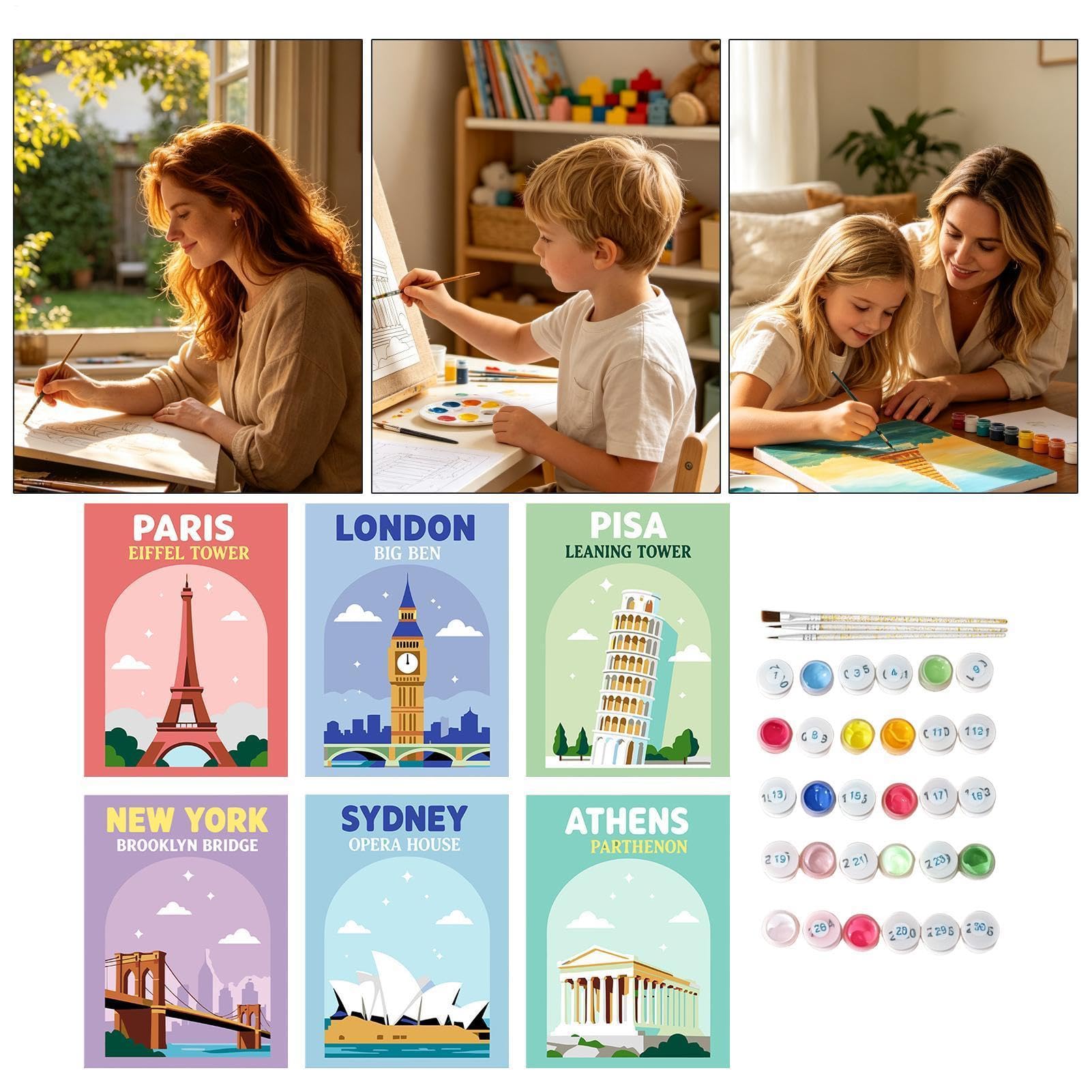 I bambini dipingono con i numeri Forniture di | Kit con pennello per dipingere con i numeri, per adulti, viaggi, compleanno, scuola, casa, asilo, bambini, ragazze e ragazzi