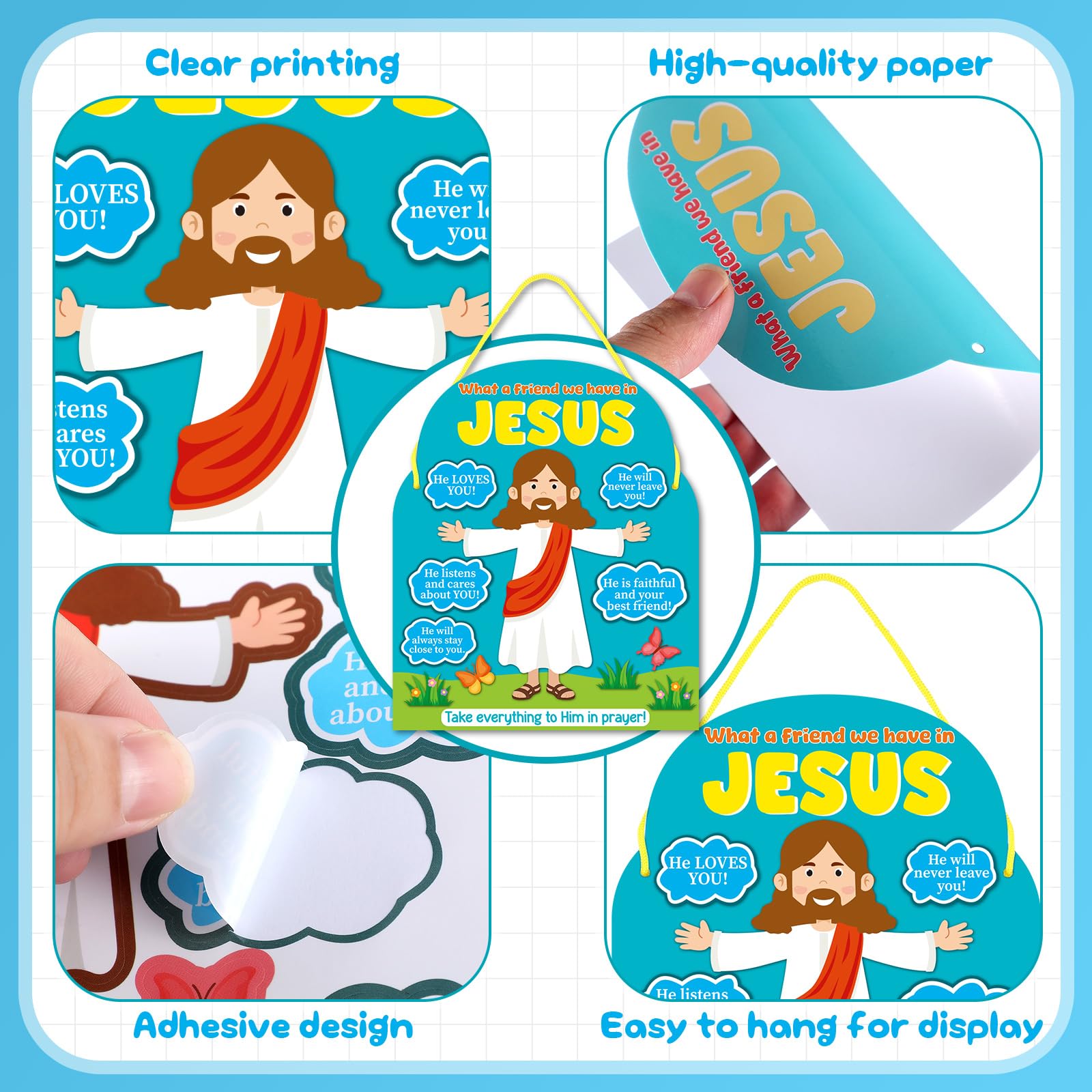 Motipuns Bastelset "What a Friend We Have in Jesus", christlicher Urlaub, Bibelschule, Basteln für Kinder, Klassenzimmer, Sonntag, Schule, Kirche, Aktivitäten, Camping, Partygeschenke, 24-teilig