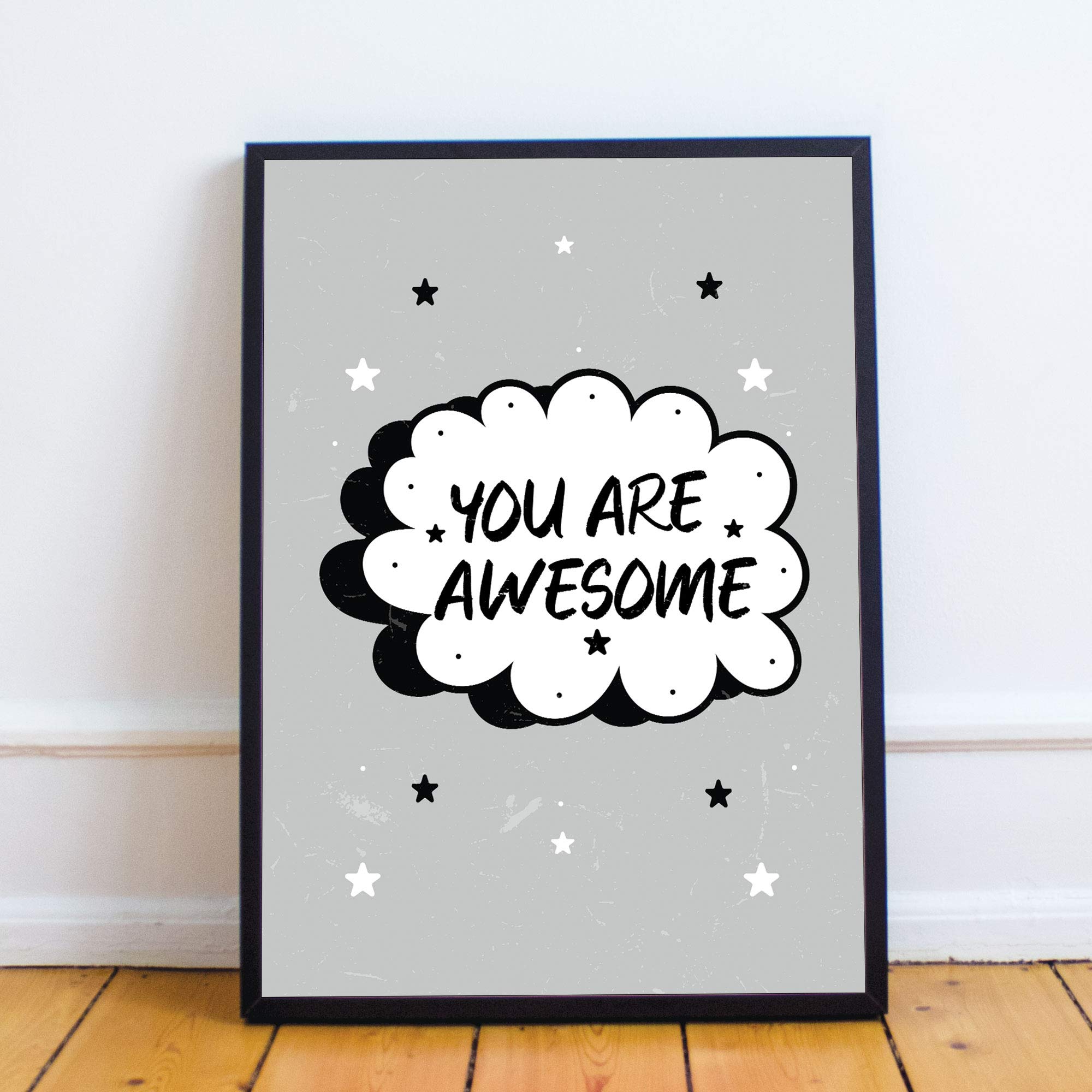 RED OCEAN Framed Motivational Inspirational Print You Are Awesome Quote Wall Art Decoration Keepsake