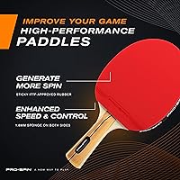 Vista 2 de PRO-SPIN Paletas de ping pong – Juego de alto rendimiento con raquetas de tenis de mesa premium, pelotas de ping pong de 3 estrellas, estuche