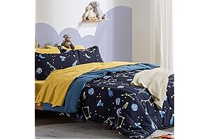 SLEEP ZONE Kids Full Size Bedding - Navy Galaxy 7-Piece Set