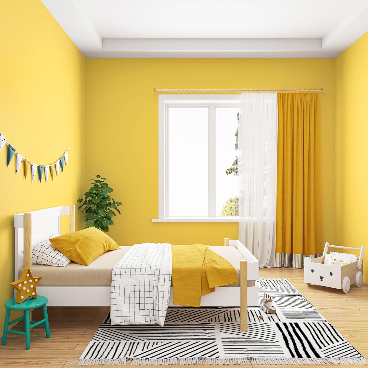 ReWallpaper Yellow Wallpaper Peel and Stick Wall Paper for Kids Room Boys Girls Bedroom Nursery Playroom Lemon Yellow Contact Paper for Cabinets Desk Classroom Kitchen Counter Vinyl Wrap 17.7in×6.5ft