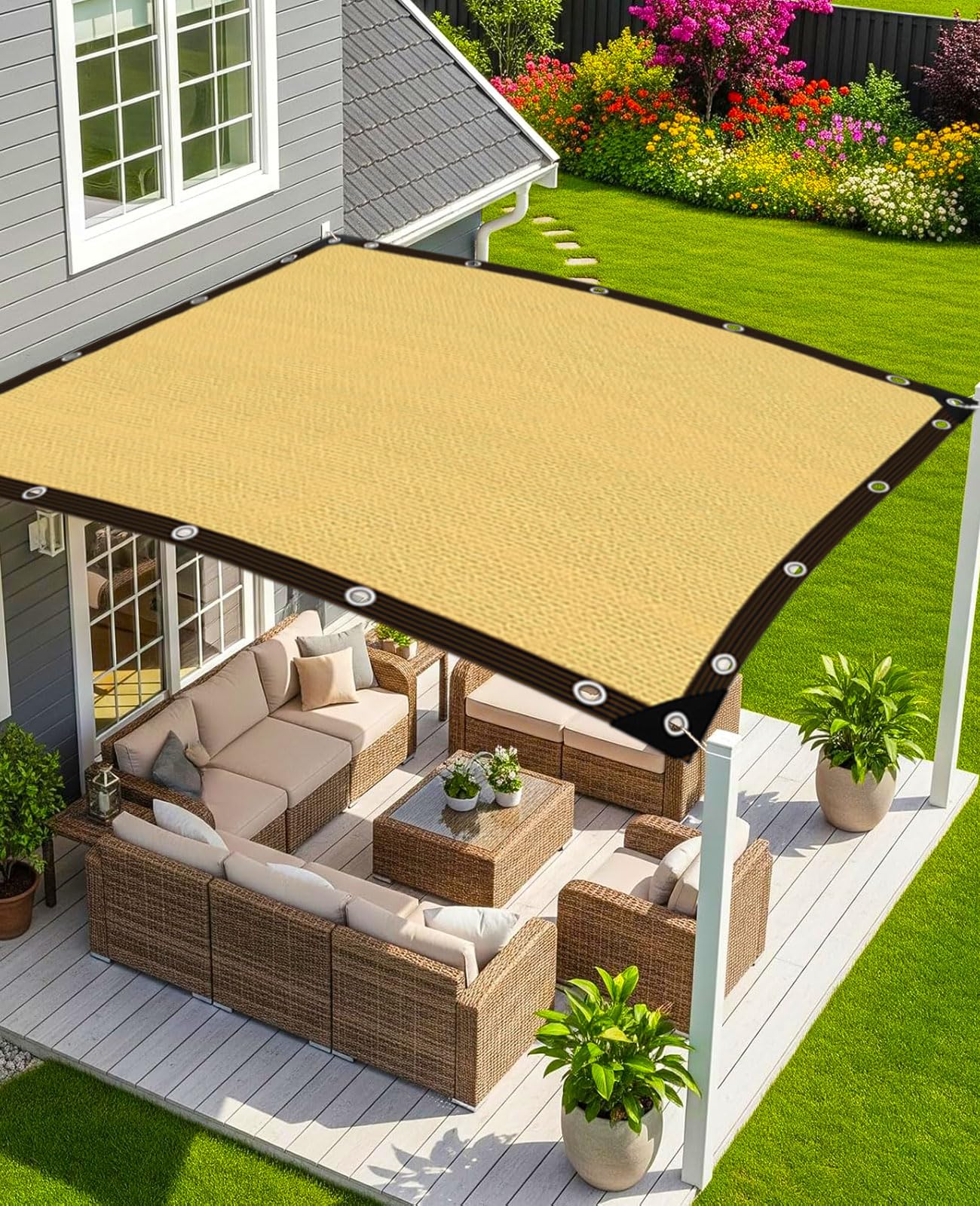 Red de Sombra, Malla Sombra 85% UV Toldo Vela de Sombra, PañO de Sombra Invernaderos Cortavientos para Cubrir con Ojales, para Invernadero/Jardín/Pérgola/Patio Césped