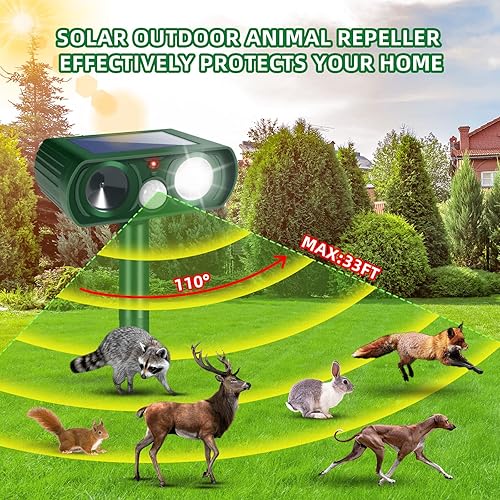 Miniatura 2 de Repelente ultrasónico de animales mejorado 2024, repelente de gatos, repelente solar de animales al aire libre con sensor de movimiento, luz