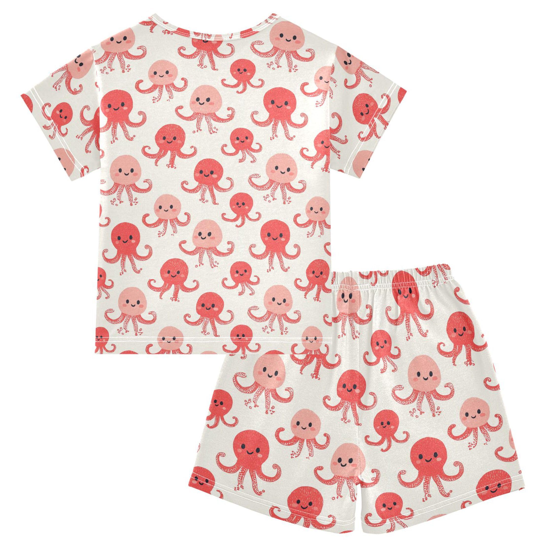 UMIRIKO Cute Octopus Summer Short Sleeve Pajamas Sleepwear PJ Set B0404661