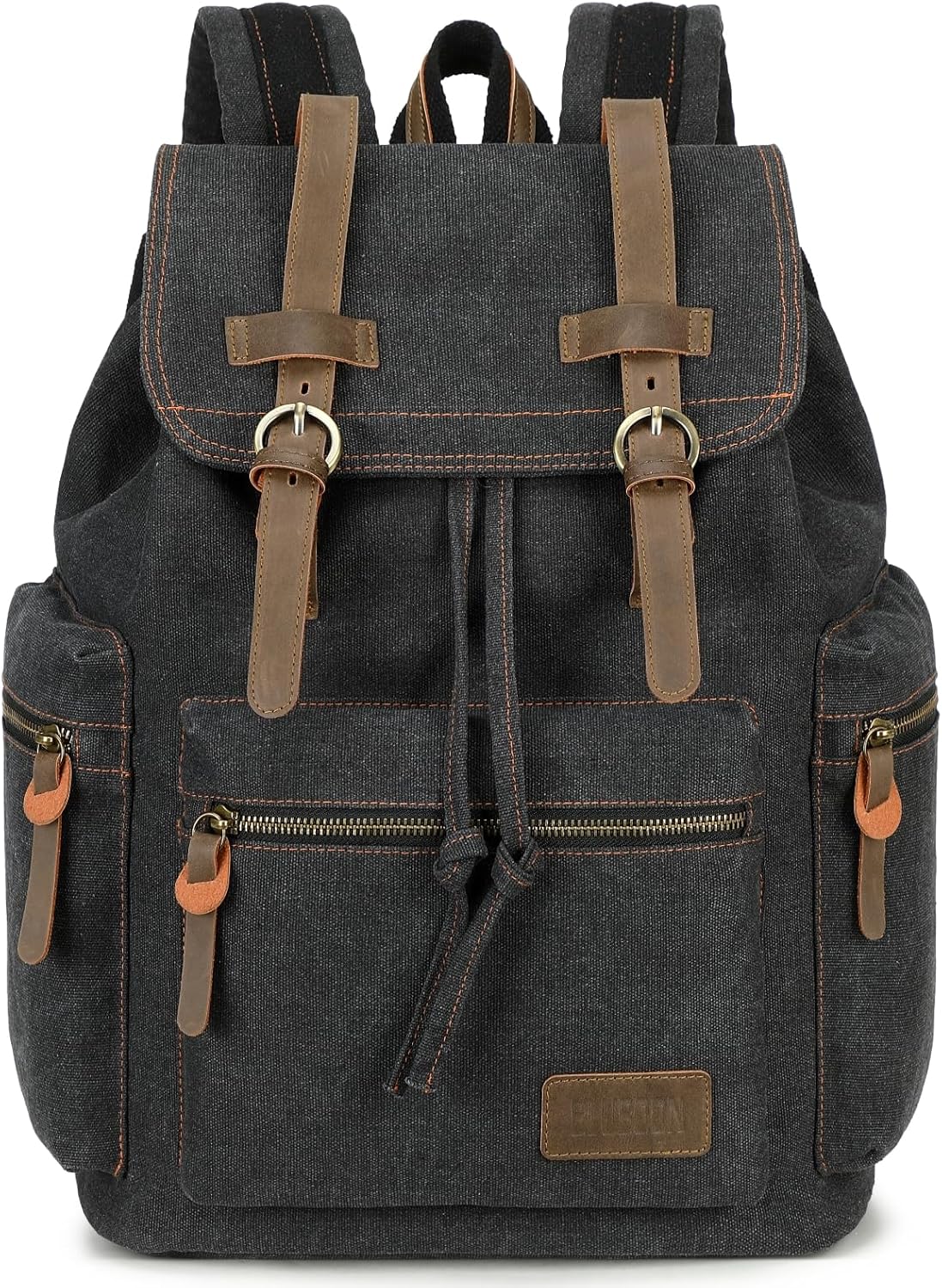 Bluboon Vintage Backpack Leather Trim Casual Bookbag Men Women Laptop Travel Rucksack