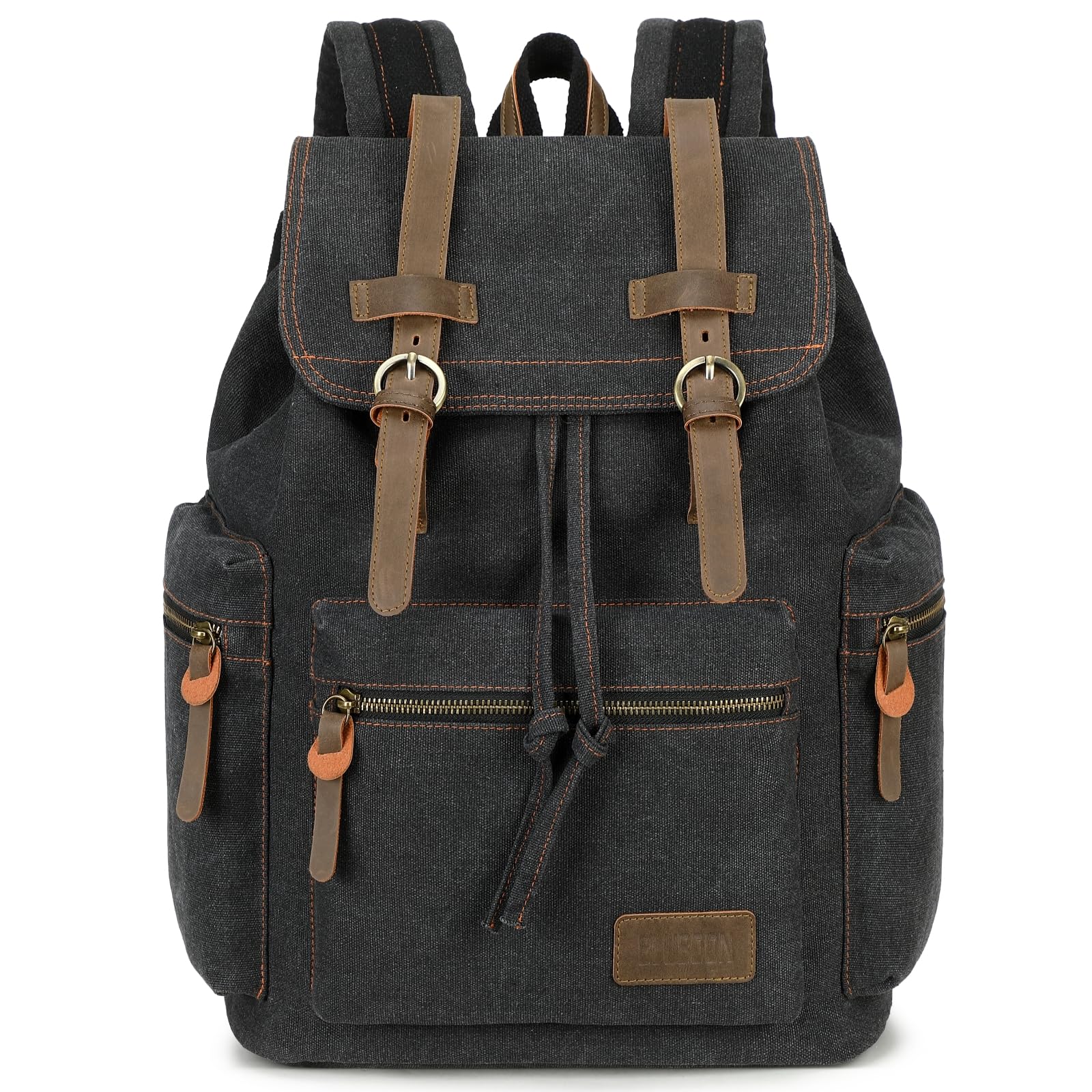Bluboon Vintage Backpack Leather Trim Casual Bookbag Men Women Laptop Travel Rucksack
