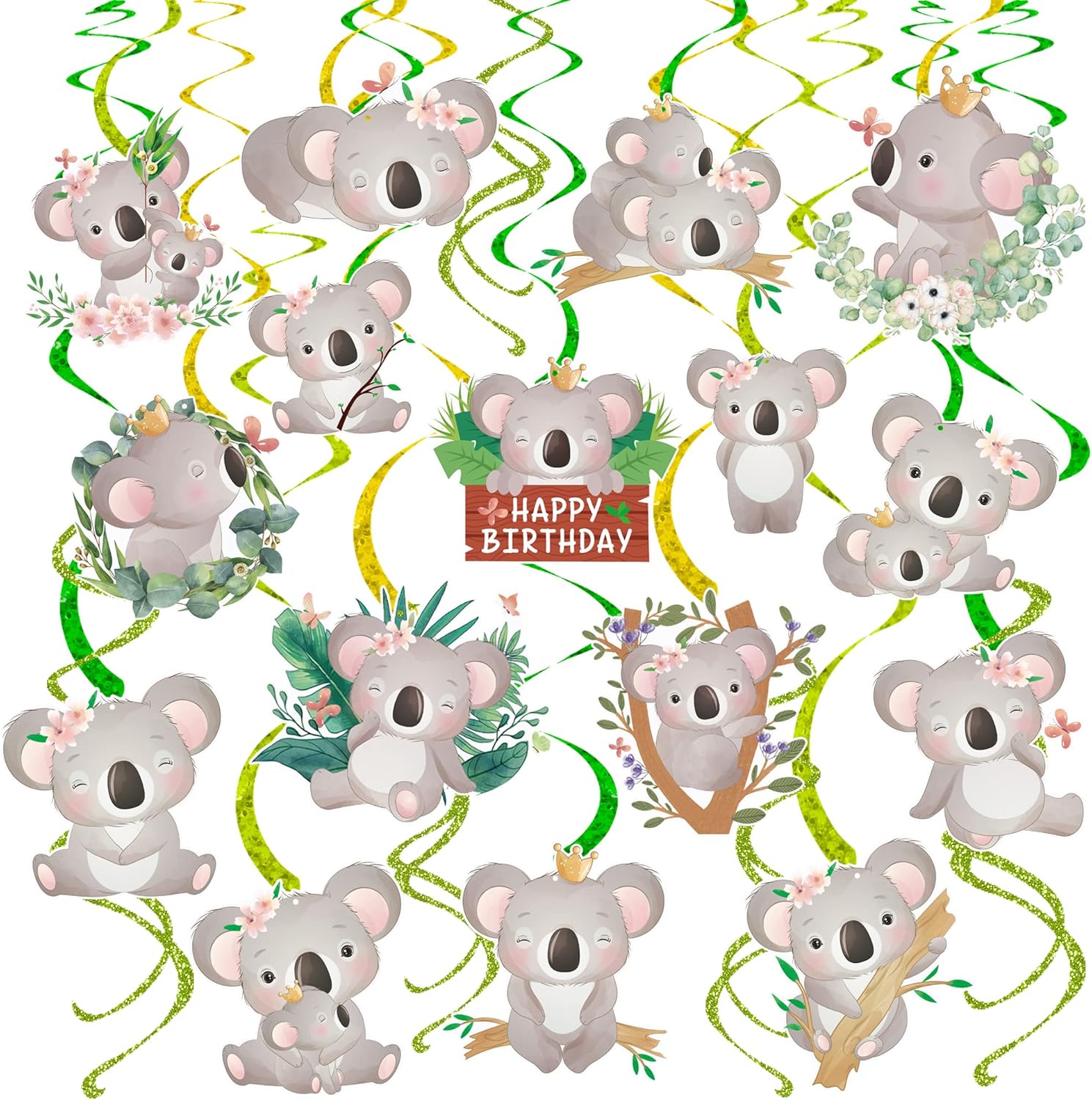 Koala Party Hanging Swirls Koala Birthday Party Decoration