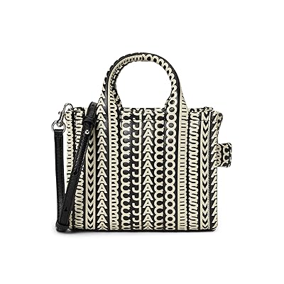 Marc Jacobs The Monogram Leather Crossbody Tote Bag Handbags Black/White