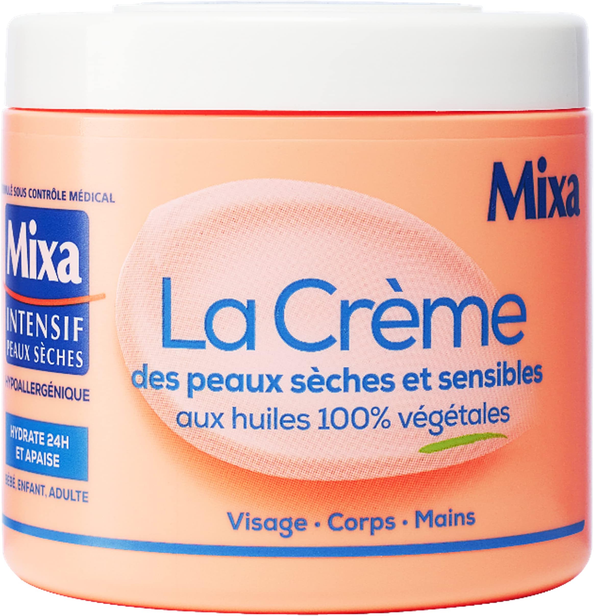Intensif - Crème Visage, Corps, Mains - Pour Peaux Sèches & Sensibles - Huiles 100% Végétales - 400 ml