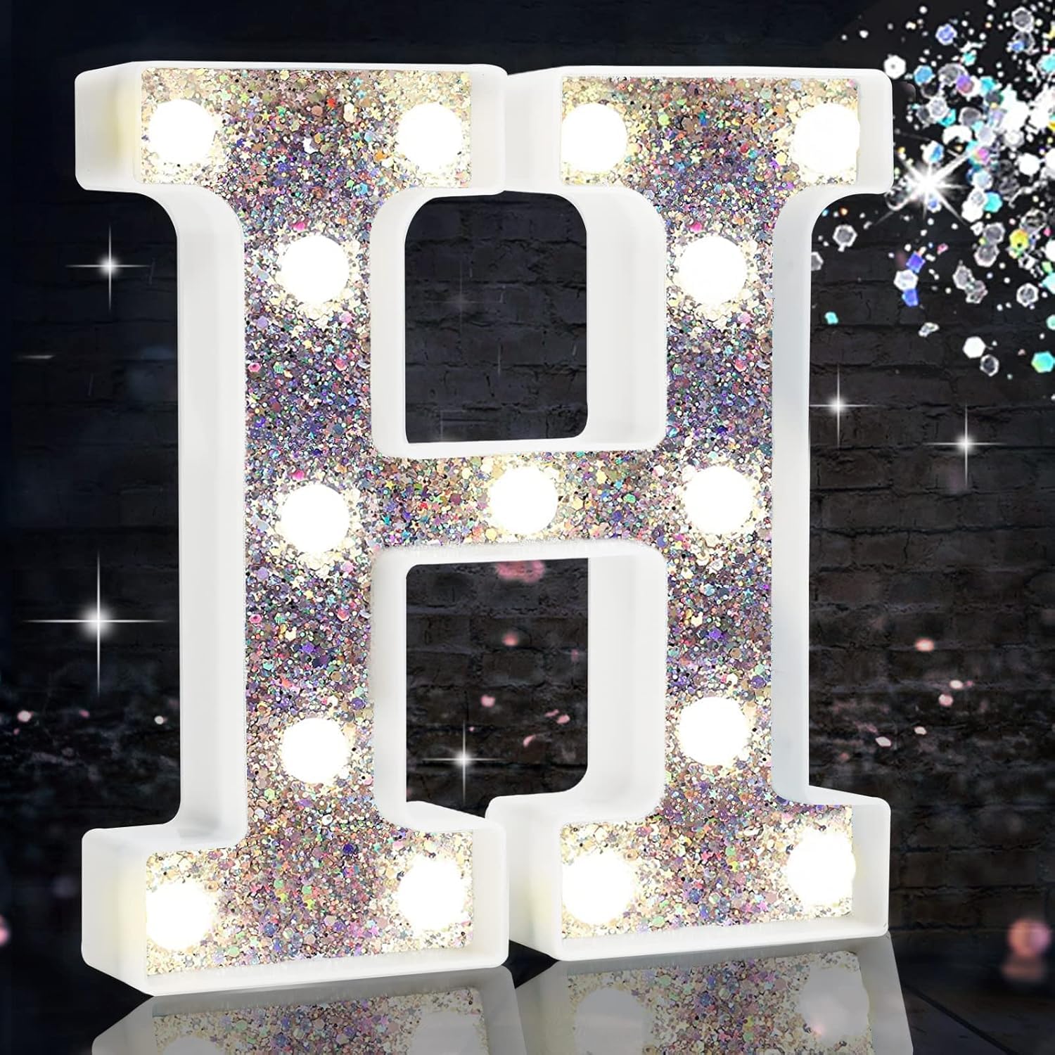 LED Marquee Letter Lights, Light Up Letters Glitter Alphabet Letter Sign Battery Powered for Night Light Birthday Party Wedding Girls Gifts Home Bar Christmas Decoration