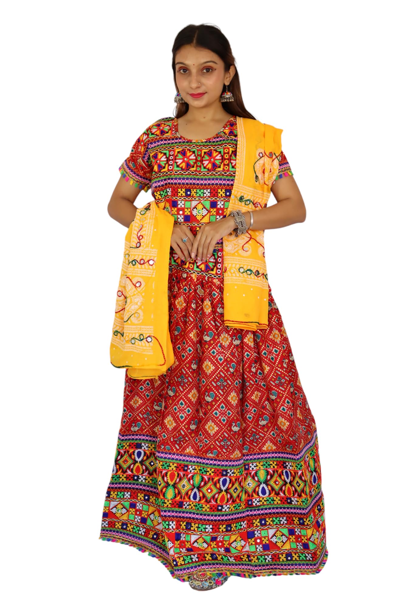 Handicraft Traditional Women's chaniya choli Cotton Umbrella style with embroidery Heavy kutchi work D2-image-45