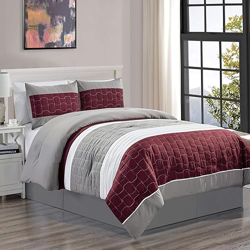 Miniatura 2 de WPM WORLD PRODUCTS MART Juego de edredón alternativo de plumón morado y gris tamaño Queen incluye edredón y fundas de almohada para dormitorio