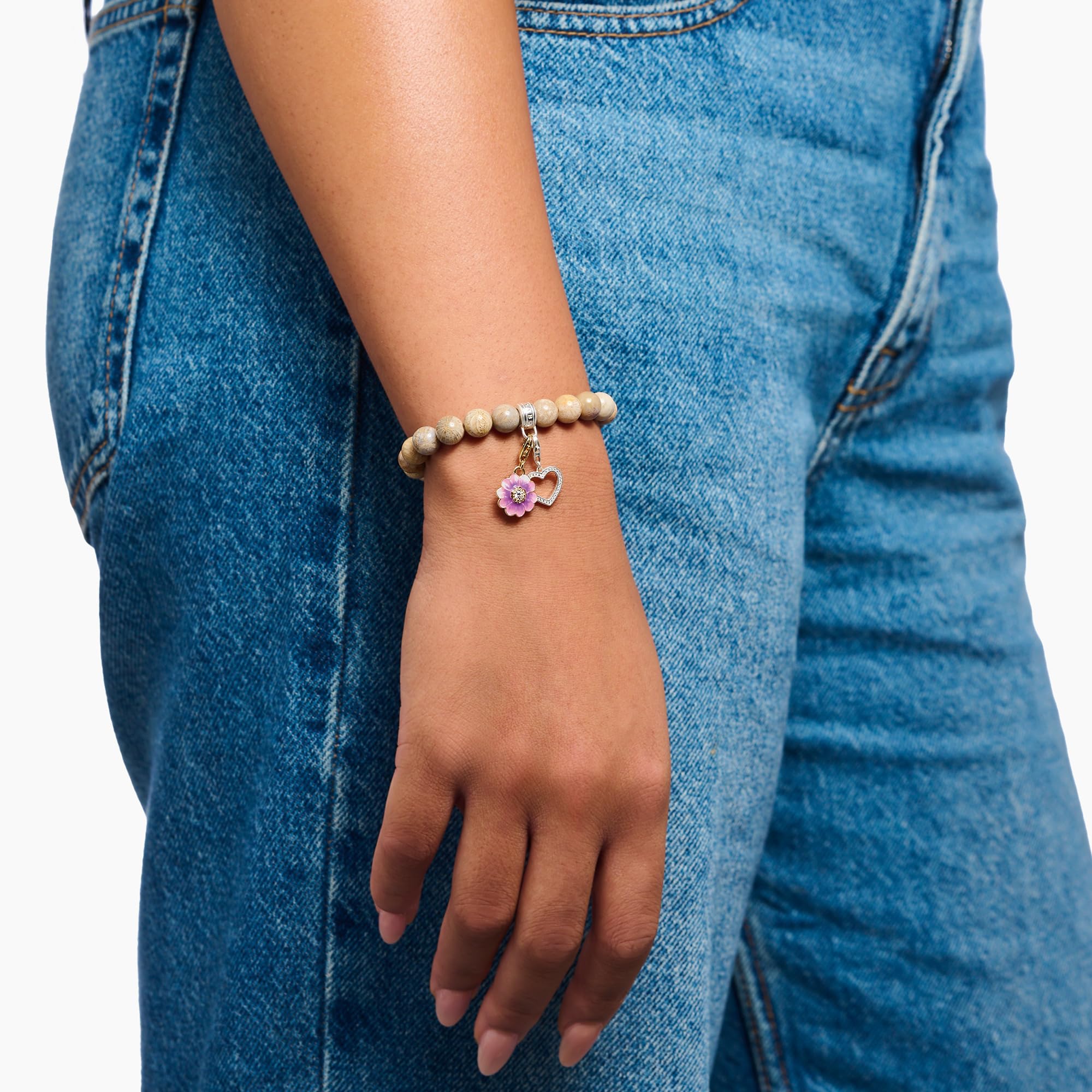 THOMAS SABO Armband mit Daisy Jaspis Beads Recyceltes 925 Silber X0293-014-16