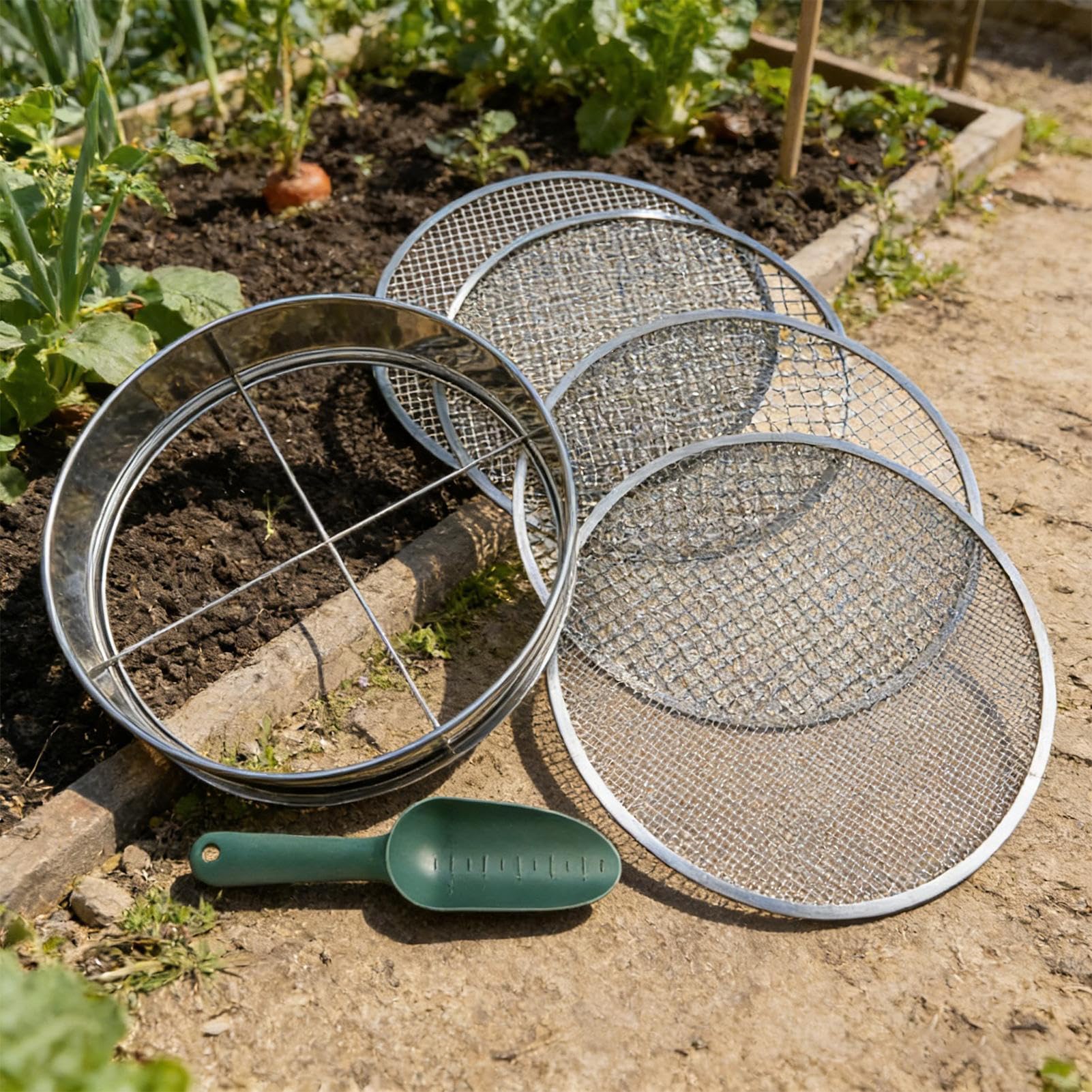 Tamizador De Compost Fácil Instalación Liberación Rápida Criba de Jardín | Criba de Tierra para Grava Serrín Vermicompost Hierba