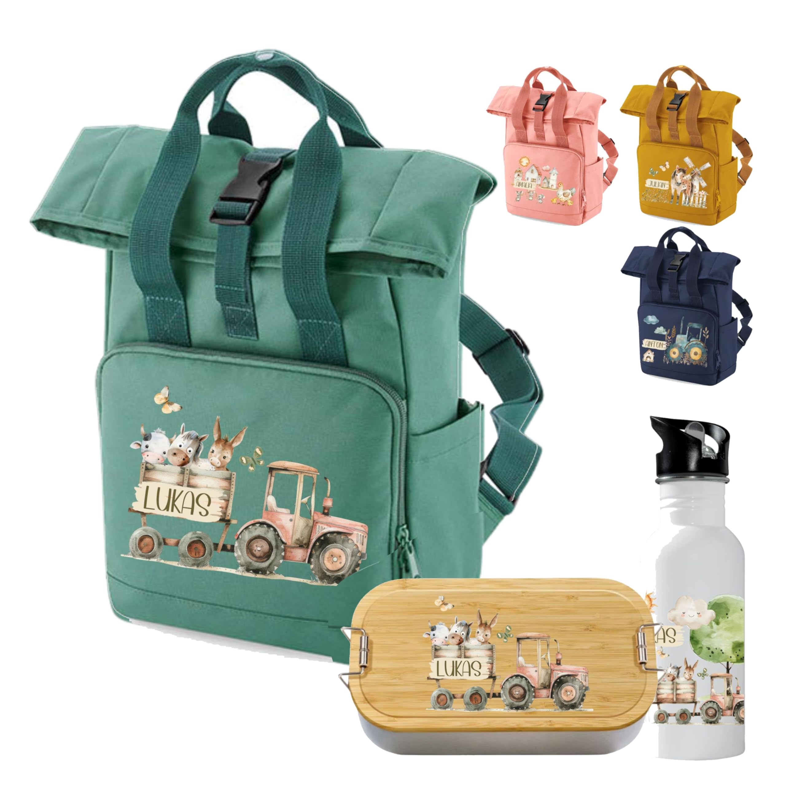 wolga-kreativ Personalisierter Kita Rucksack Mädchen und Jungen – Kindergartenrucksack mit Namen –Turnbeutel Set optional – Kindertasche Kita