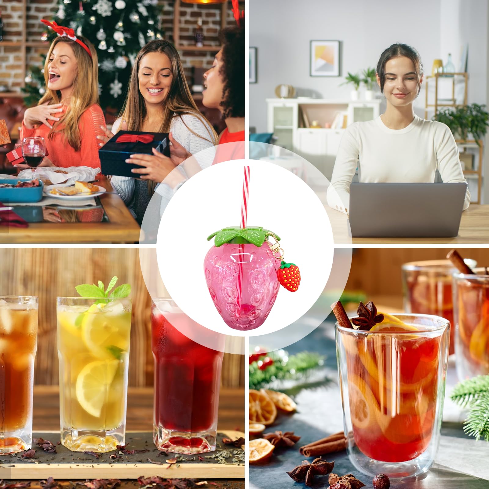Fofetbfo 2 bicchieri da cocktail a forma di sfera a forma di sfera molecolare con cannuccia creativa trasparente riutilizzabile bicchieri da festa per tè ghiacciato, succo di birra, vino