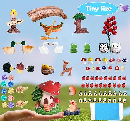 Miniatura 2 de 101 piezas de accesorios de jardín de hadas pequeñas, figuras en miniatura, decoración para jardín de hadas, micro paisaje, terrario, bonsái, escena