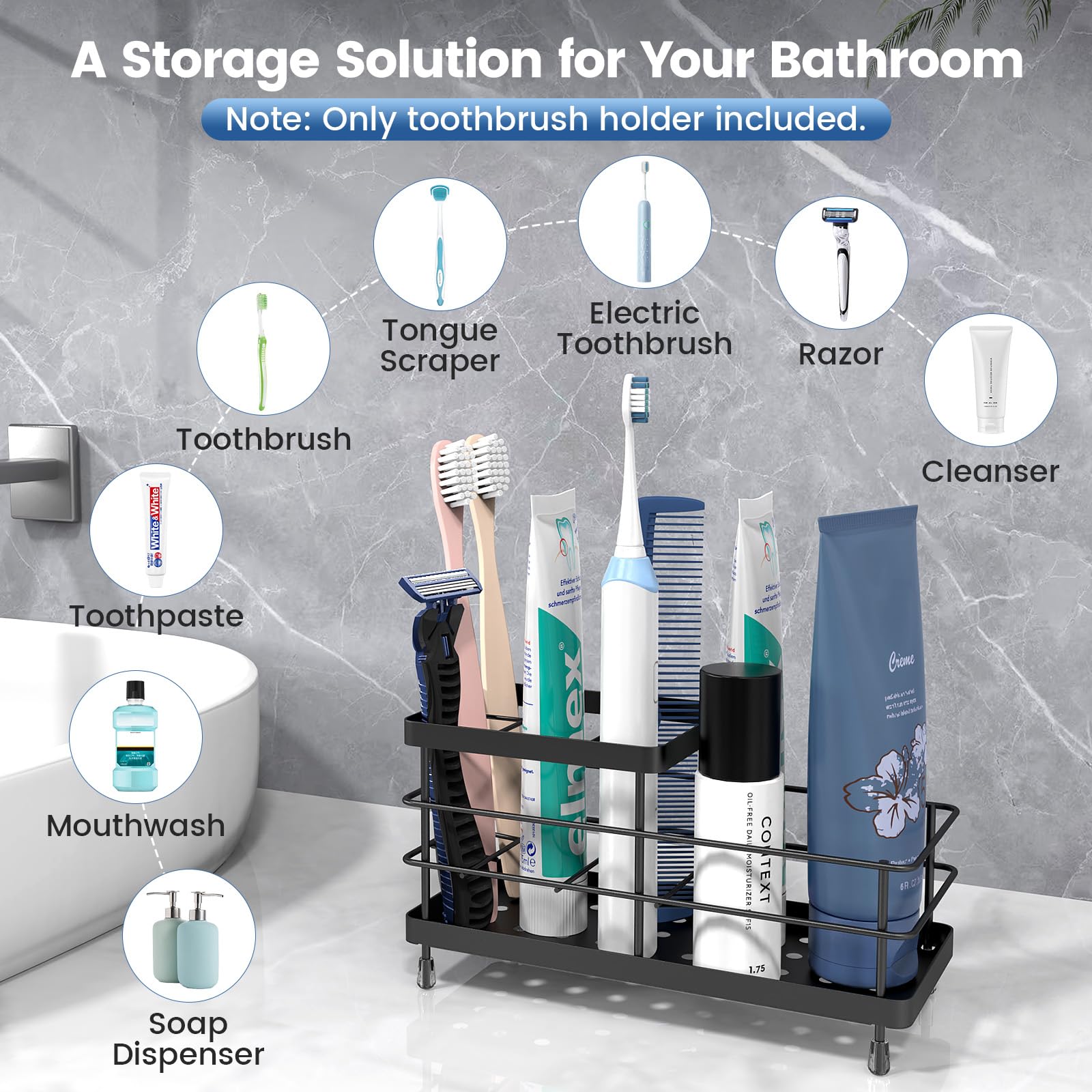 Luxspire Toothbrush Holders, 6 Slots Stainless Steel Tooth Brush Holder with Drainage - Image 3