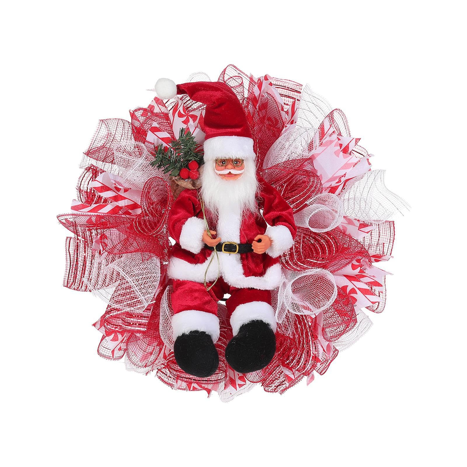 PIXZCSA Welcome Holidays With Xmas Wreath Collection For Window And Front Door Décor Christmas Wreath Santa Claus Ornament Decor