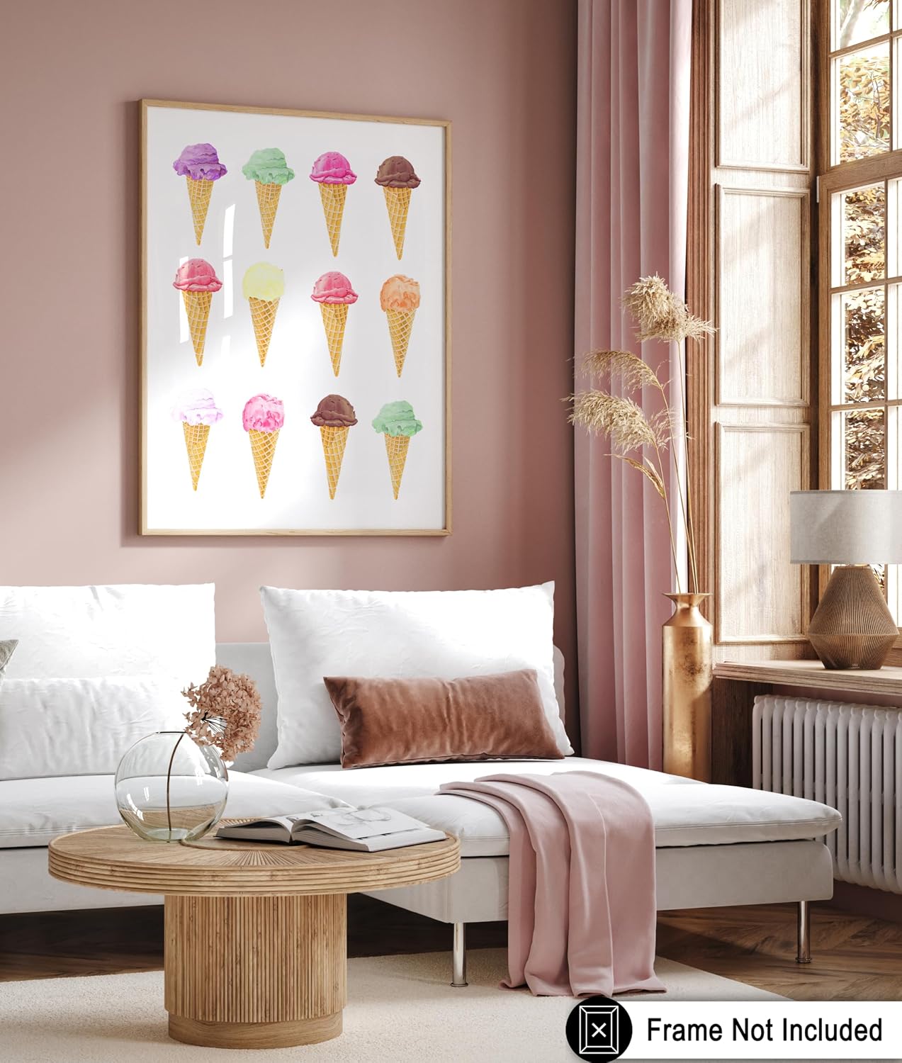 Poster Master Ice Cream Poster - Different Ice Cream Flavors Print - Desert Art - Gift for Men, Women & Foodies - Minimal Decor for Bakery, Dining Room, Kitchen or Restaurant - 8x10 UNFRAMED Wall Art