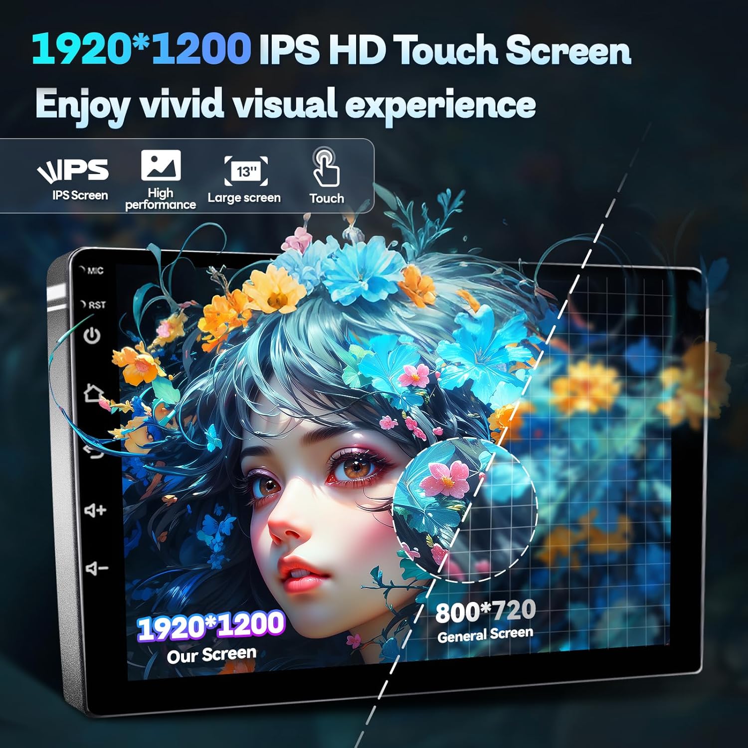 13.1 Inch 8 Core Car Radio for Chevy Silverado GMC Sierra 2014-2018 Android 13 Stereo Upgrade 2K Touch Screen for Silverado Head Unit Carplay Android Auto 5G WIFI SWC GPS 1080P Camera 4+64GB